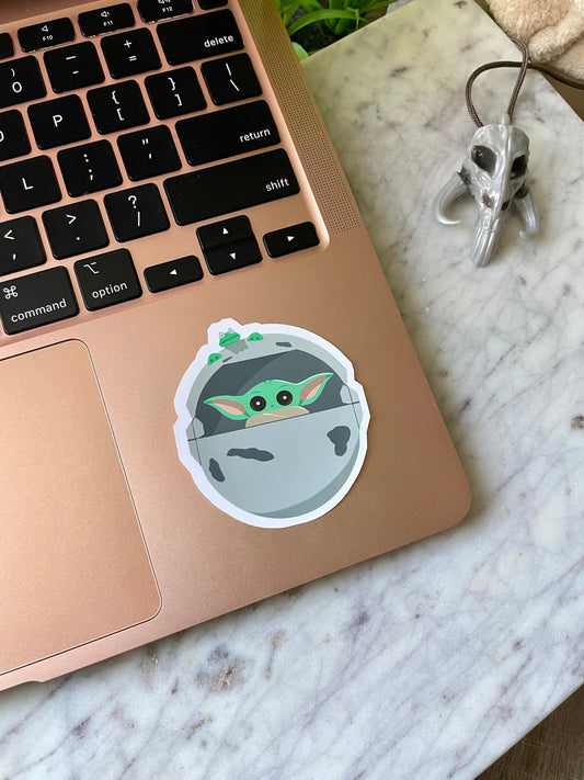 Baby Alien in Floating Pod Sticker - Grogu Sticker
