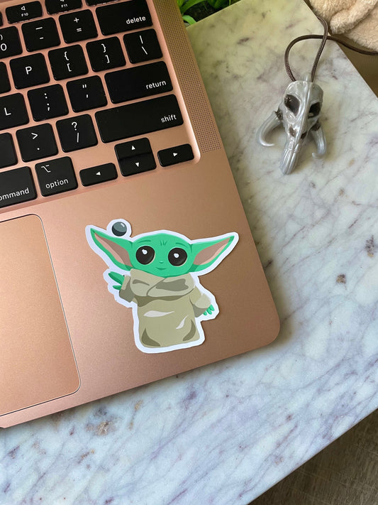 Baby Yoda with Metal Ball Sticker - The child sticker - Mandalorian Sticker