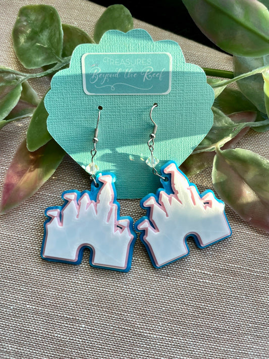 3D Printed Disneyland Castle Earrings - Aurora's Sleeping Beauty's Castle - Disneyland Earrings
