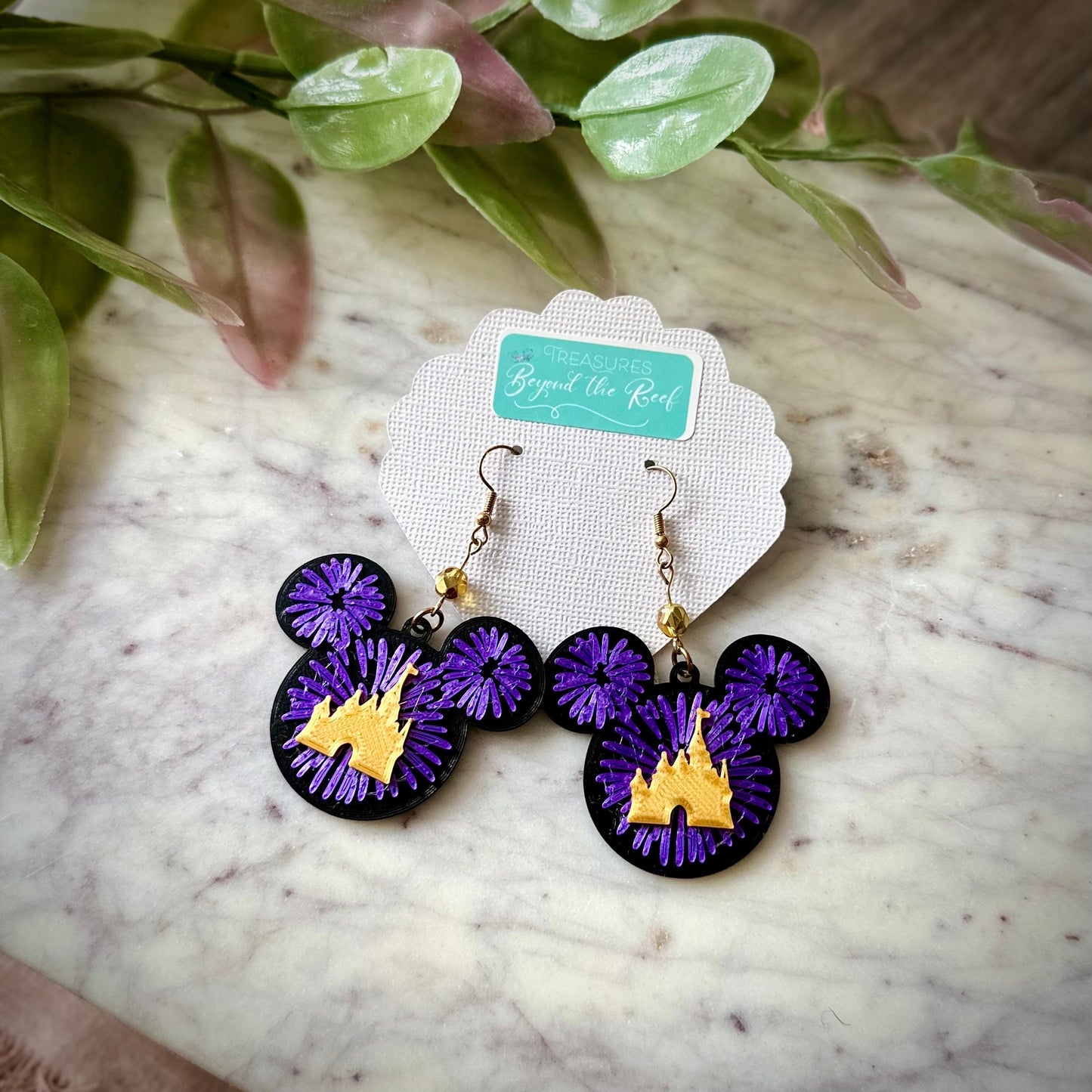 3D printed Castle Firework earrings - Happily Ever After earrings - Fireworks earrings - WDW castle firework earrings - Disney Inspired