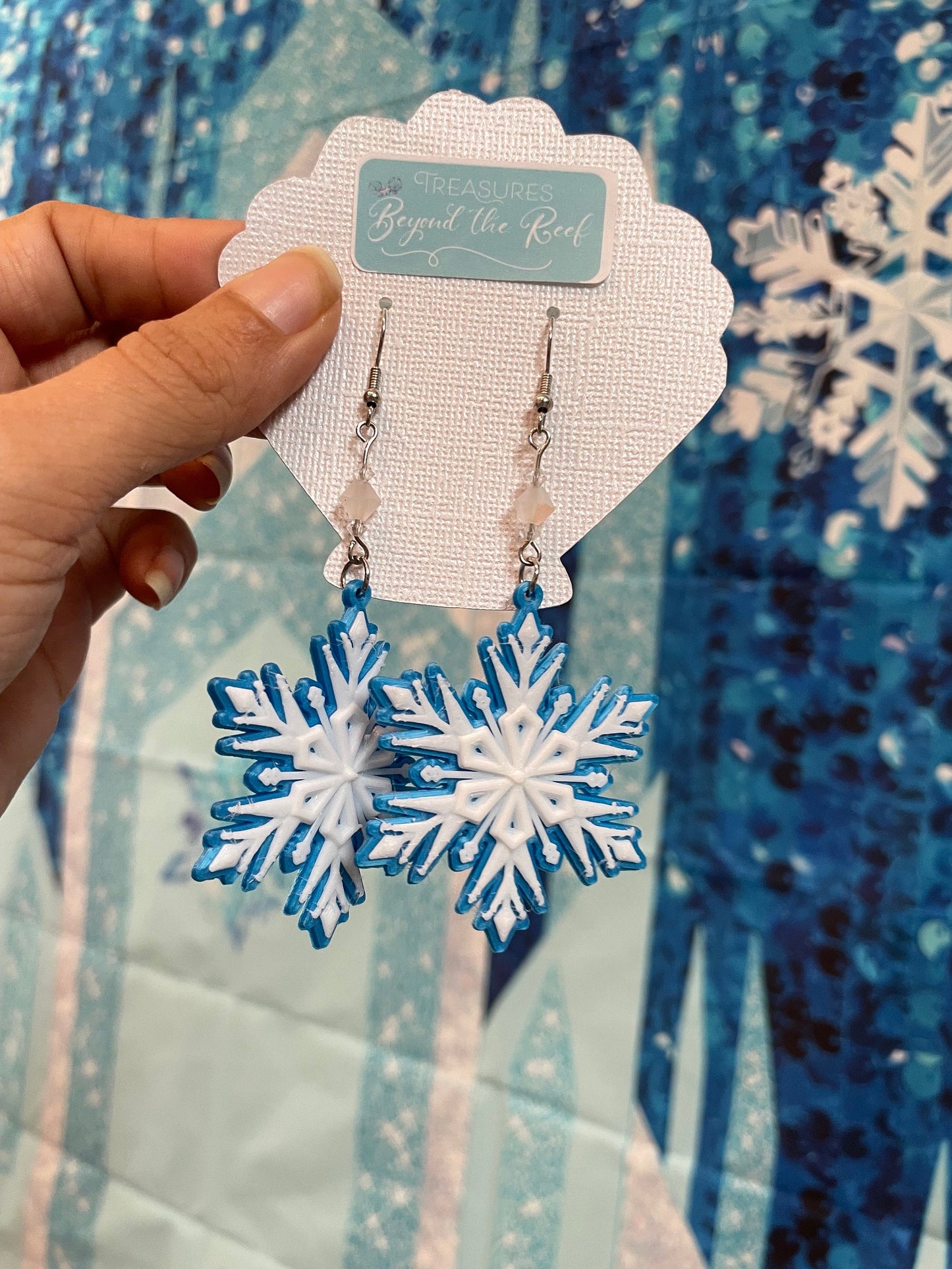 3D Printed Frozen Inspired Earrings - Anna of Arendelle earrings - Elsa Snowflake - Mickey Snowflake earrings - Winter Earrings