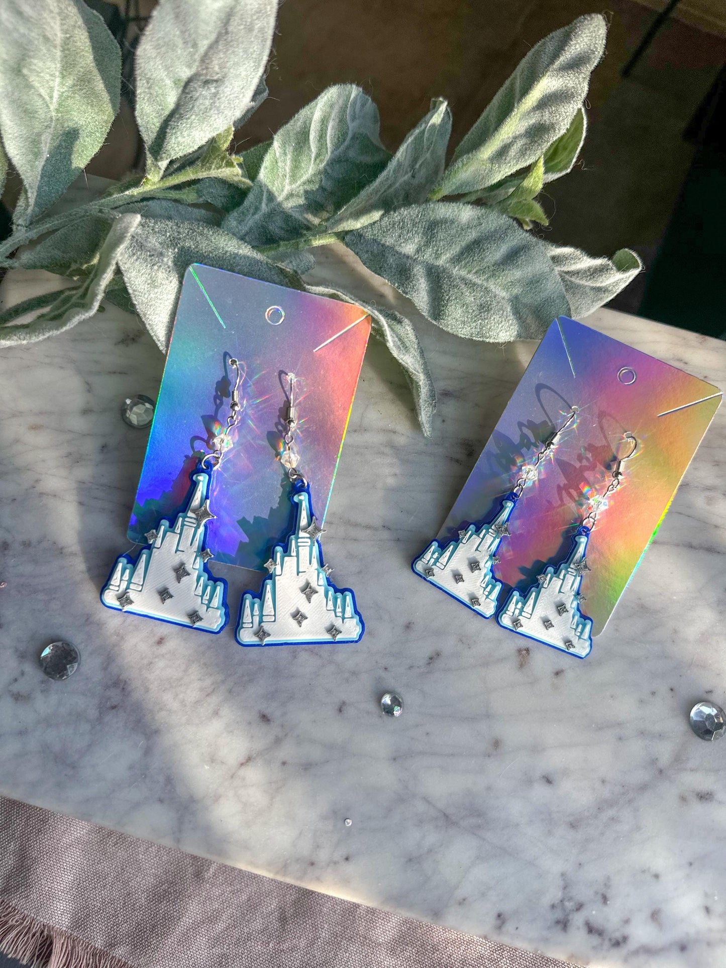 3D Printed Cinderella Castle Earrings: Starlight Parade Inspired