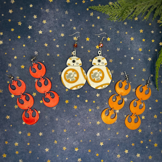 BB8 3D Printed Earrings - Star Wars Droid Earring - BB8 Earrings
