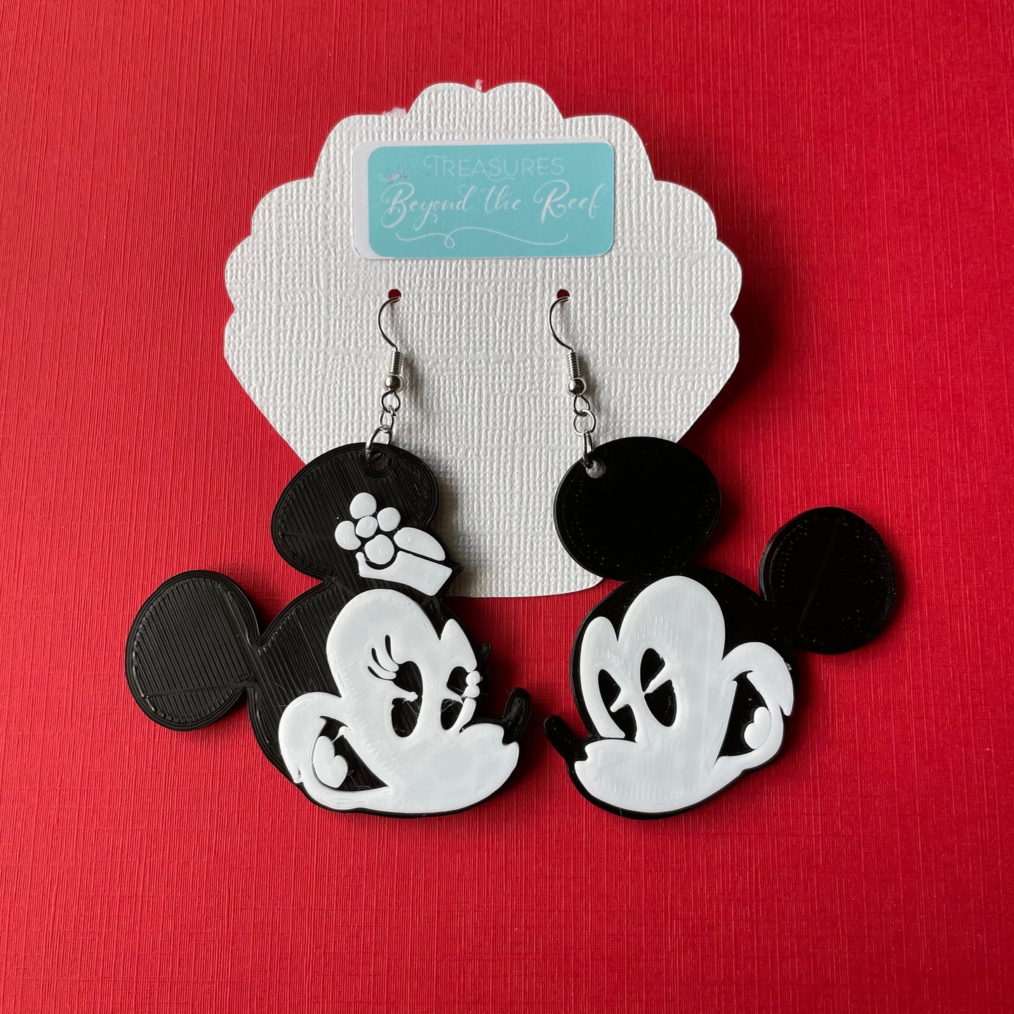3D printed Classic Mickey and Minnie earrings - Mickey earrings - Minnie Earrings - 3D printed earrings- Disney earrings