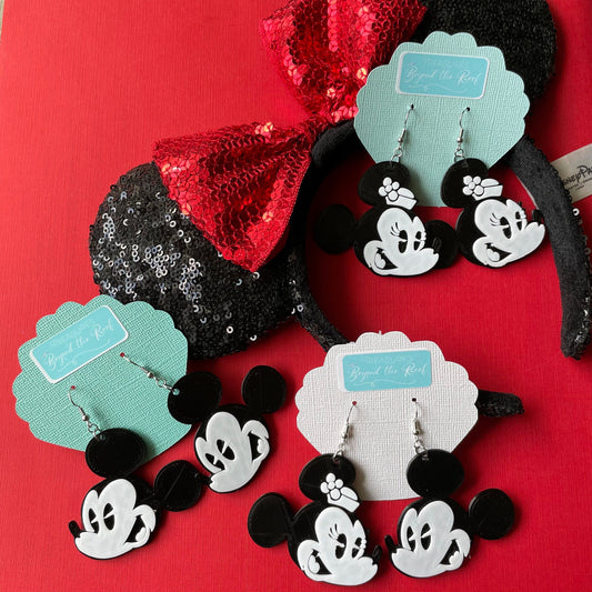 3D printed Classic Mickey and Minnie earrings - Mickey earrings - Minnie Earrings - 3D printed earrings- Disney earrings