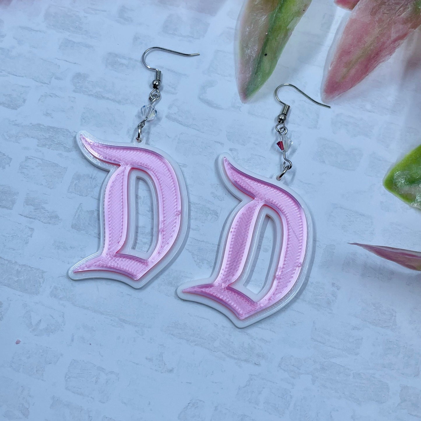Disneyland D Earrings - Dapper D - 3D Printed Disneyland D earrings - Make it Pink, Make it Blue