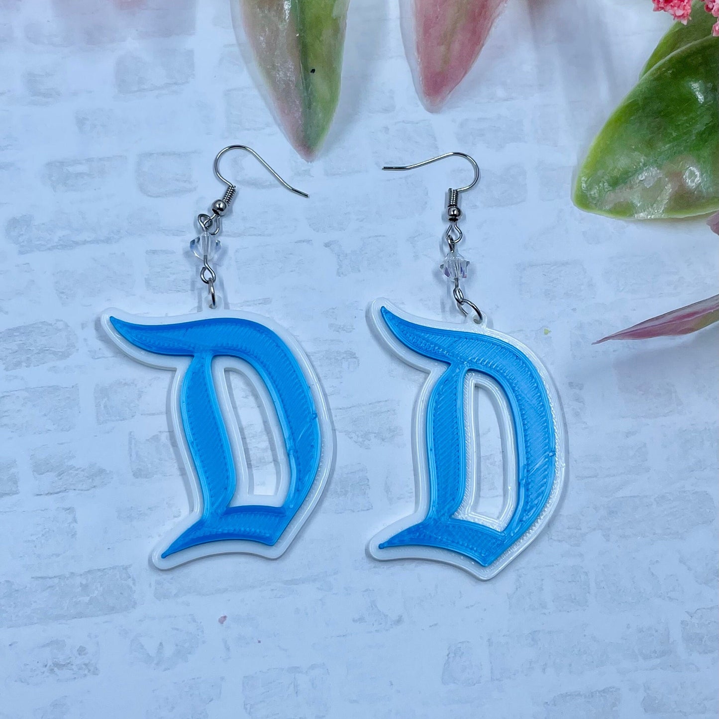 Disneyland D Earrings - Dapper D - 3D Printed Disneyland D earrings - Make it Pink, Make it Blue