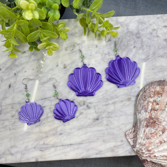 Mermaid Shell Earrings, Seashell Earrings, 3D Printed Sea Shell earrings, Ariel Inspired Earrings, 3D printed mermaid earrings