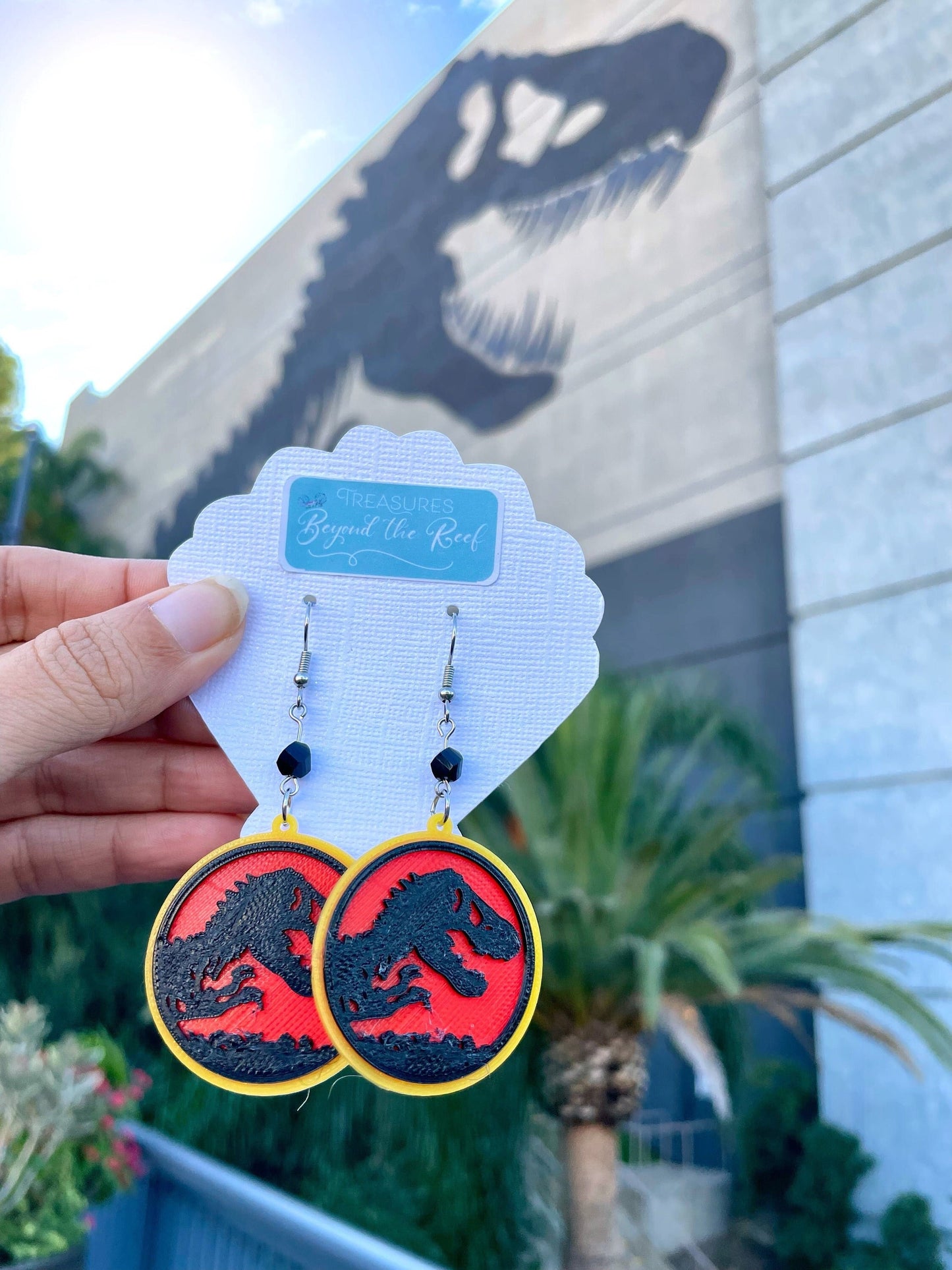 Jurassic World Earrings - Jurassic Park 3D printed earrings - Universal Studios Earrings