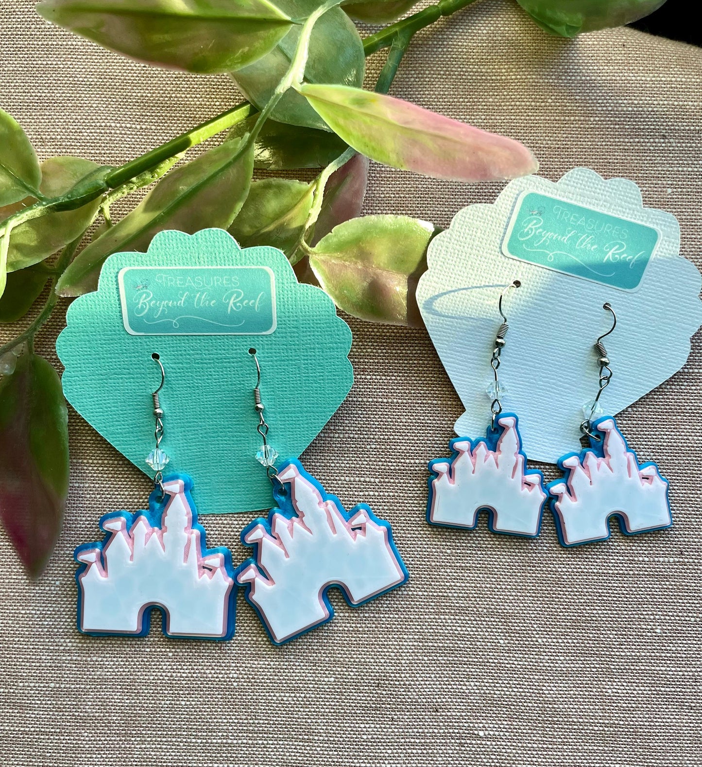 3D Printed Disneyland Castle Earrings - Aurora's Sleeping Beauty's Castle - Disneyland Earrings