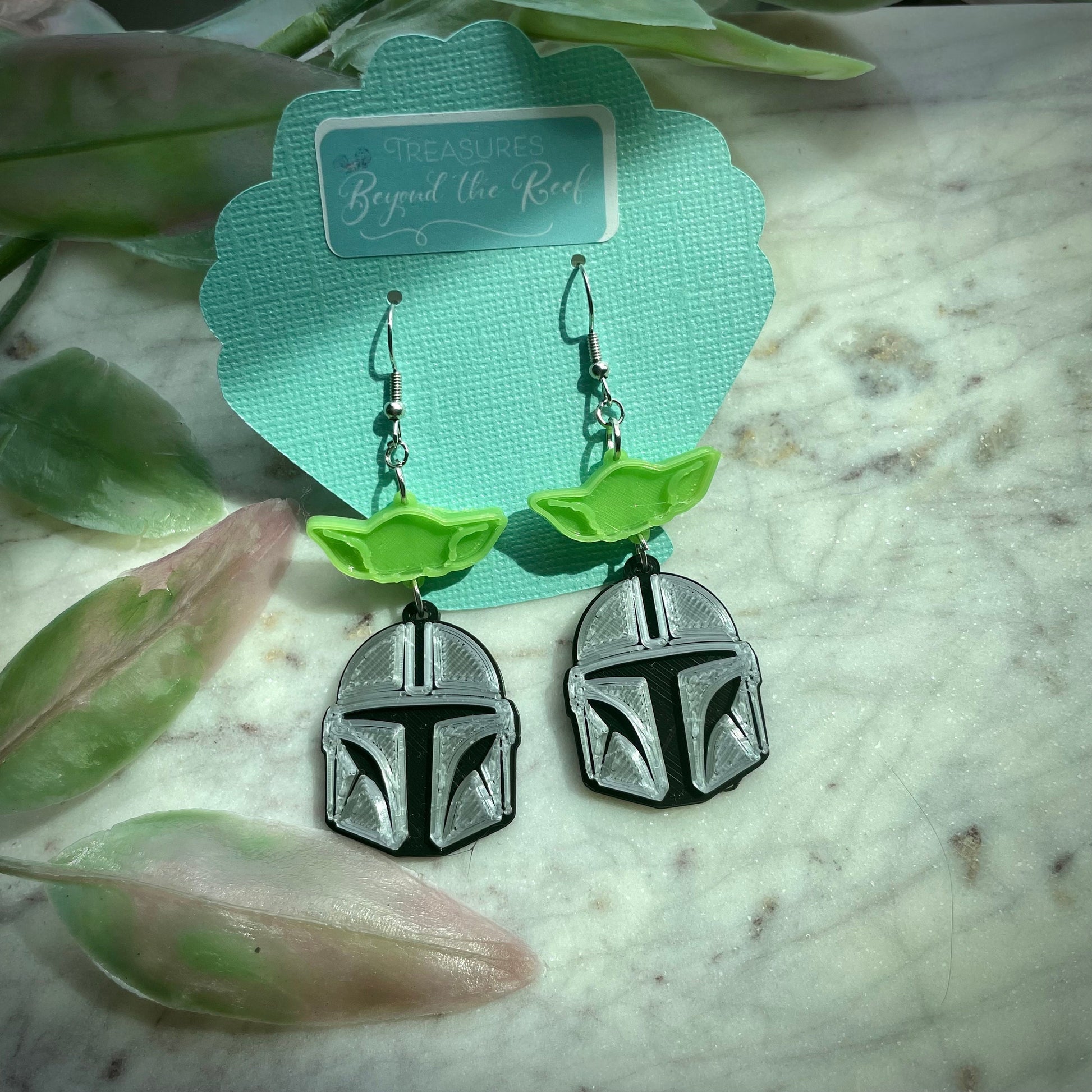 The Child Mando 3D printed earrings - Grogu Mandalorian Duo earring Starwars inspired earrings