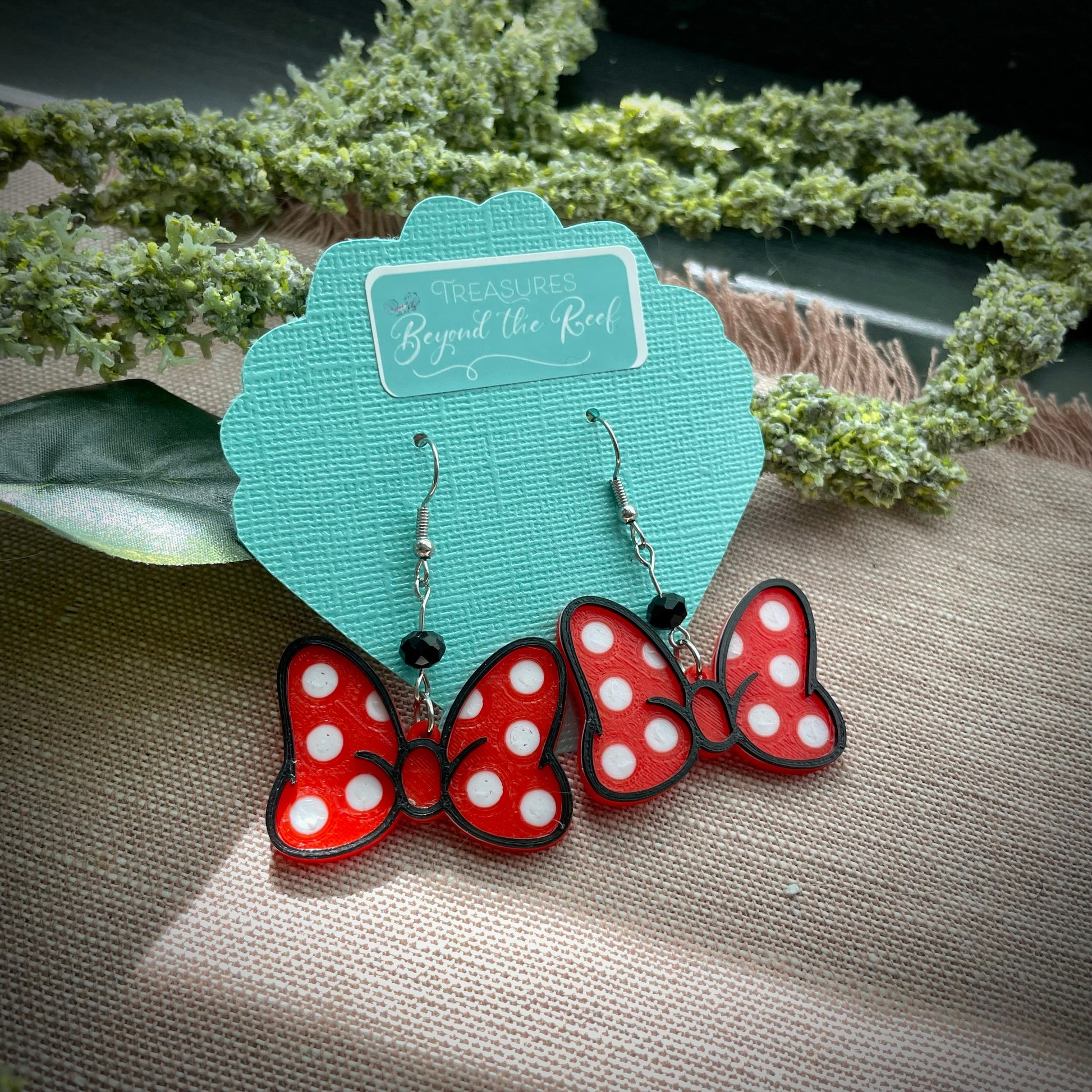 3D Printed Minnie Bow earrings - Minnie Mouse Polka Dot bow earrings - Minnie Bow earrings