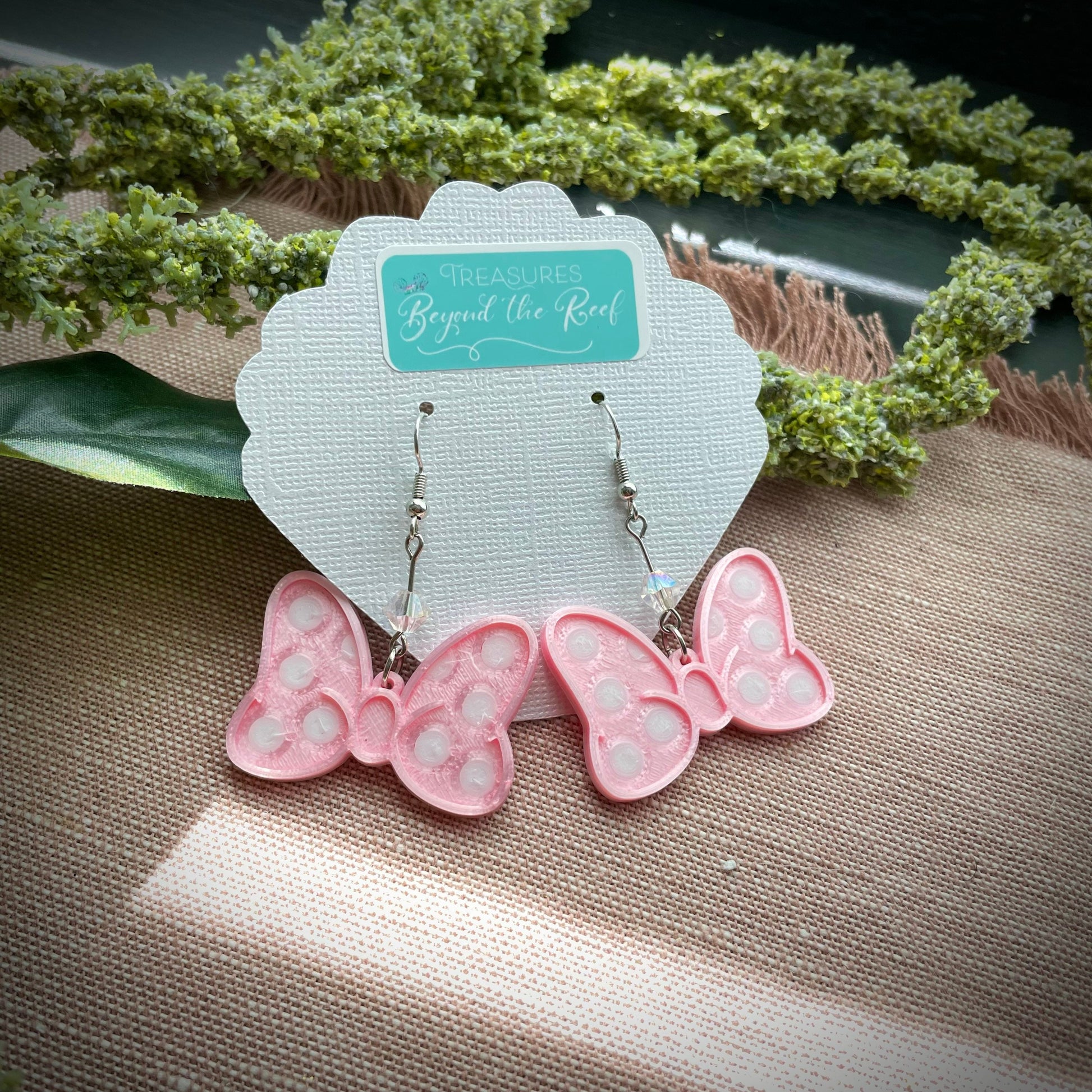 3D Printed Minnie Bow earrings - Minnie Mouse Polka Dot bow earrings - Minnie Bow earrings