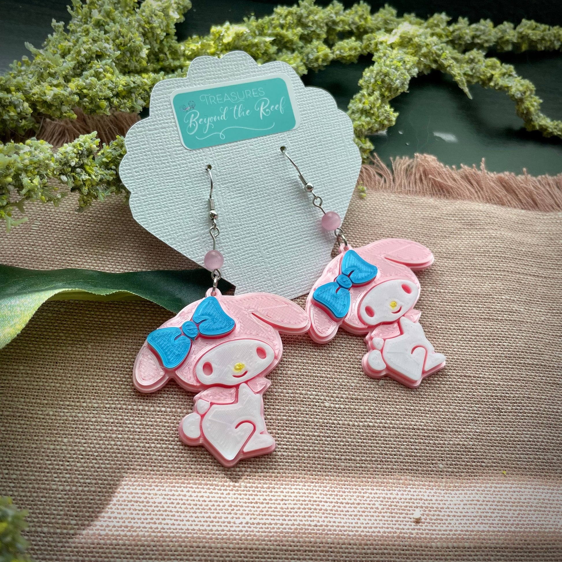 Kawaii Earrings - Sanrio Inspired earrings - Hello kitty earrings Cinnamoroll Earrings, kawaii inspired - cute bunny kitty earrings