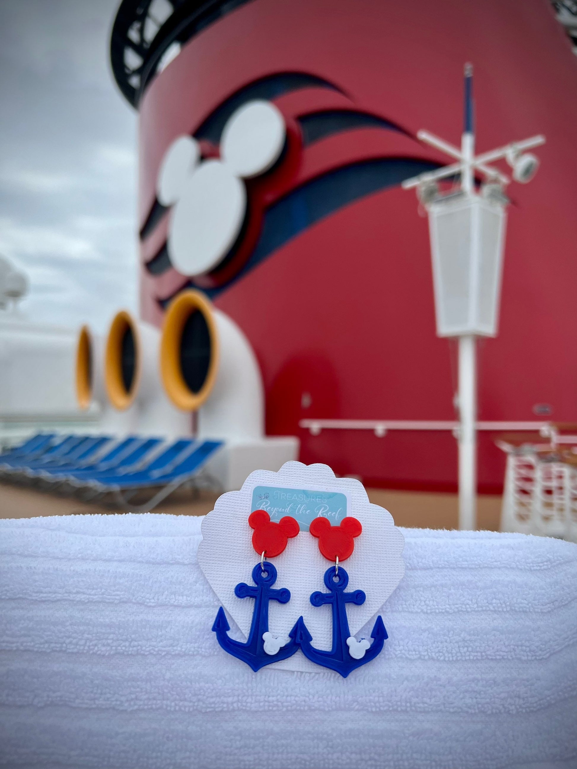 Disney Cruise Earrings - Disney Mickey Anchor earrings - Hidden Mickey
