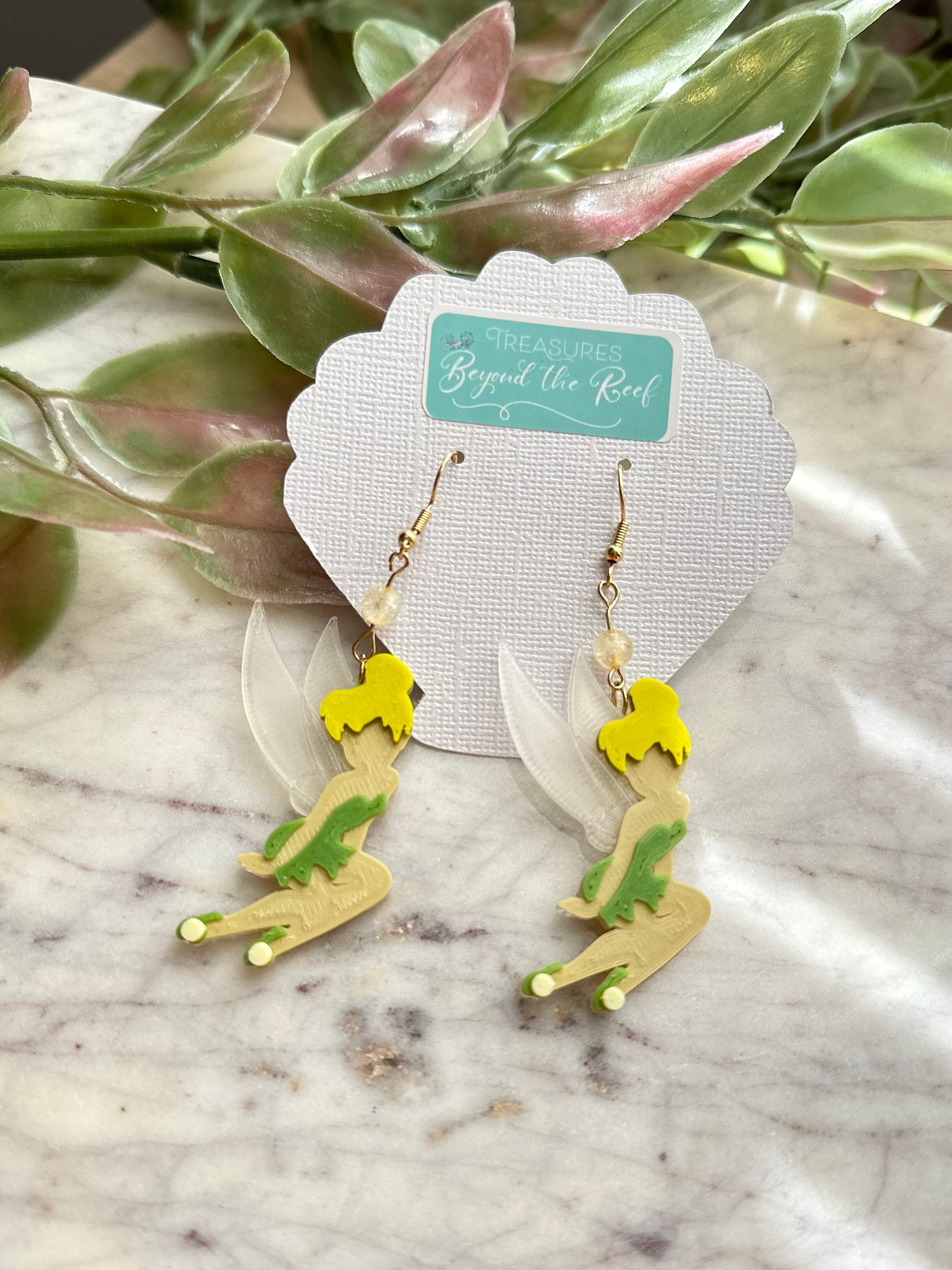Tinkerbell 3D printed earrings - Disney inspired Tink earrings