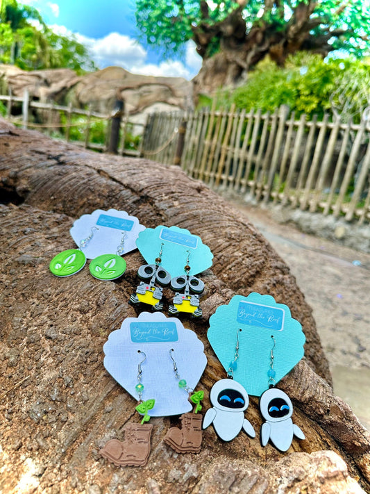 WALL•E Inspired earrings - 3D printed EVE earrings - WALL-E Plant earrings - Wall-e Directive Plant earrings - Animal Kingdom Earth Day