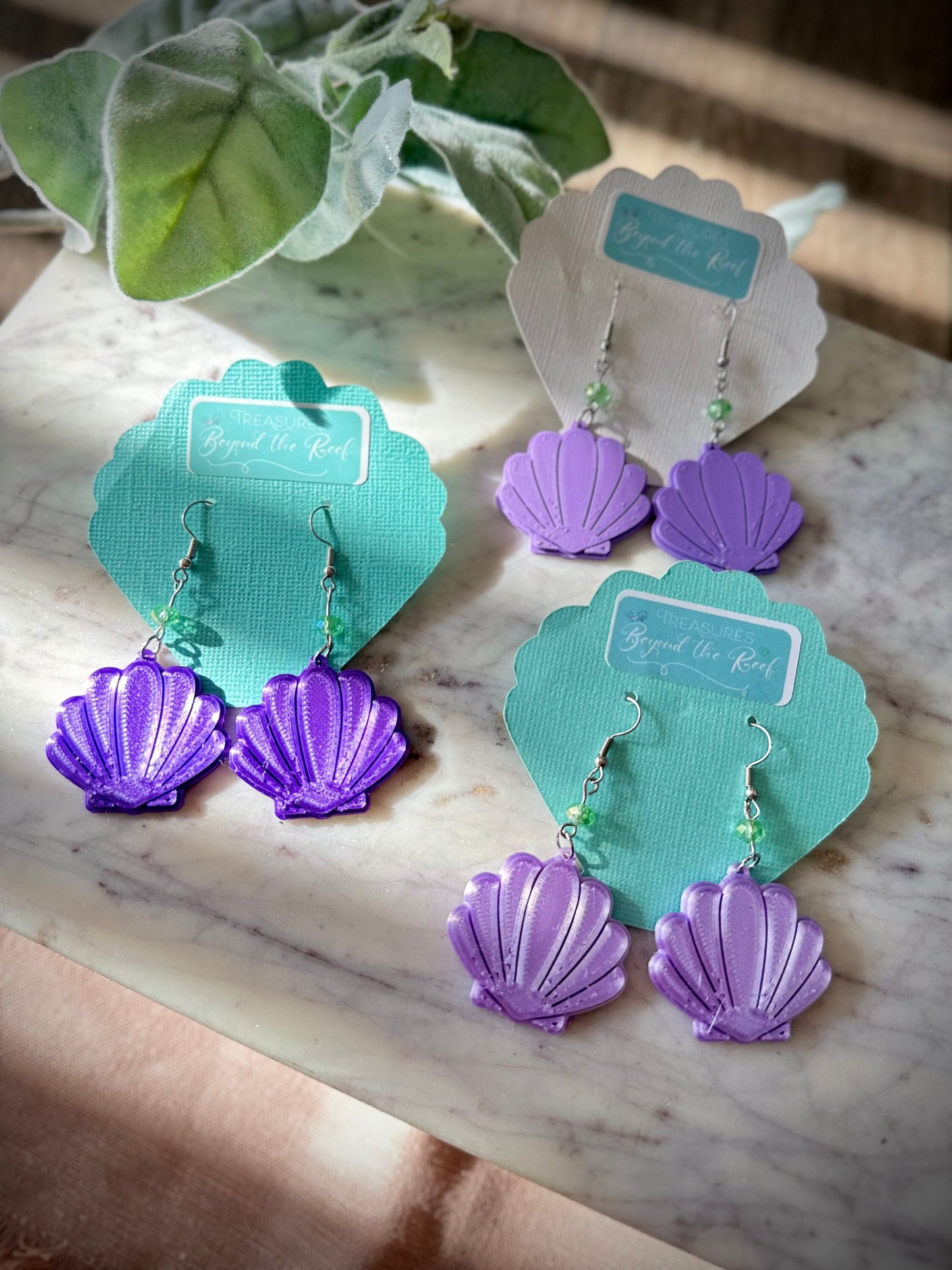 Mermaid Shell Earrings, Seashell Earrings, 3D Printed Sea Shell earrings, Ariel Inspired Earrings, 3D printed mermaid earrings