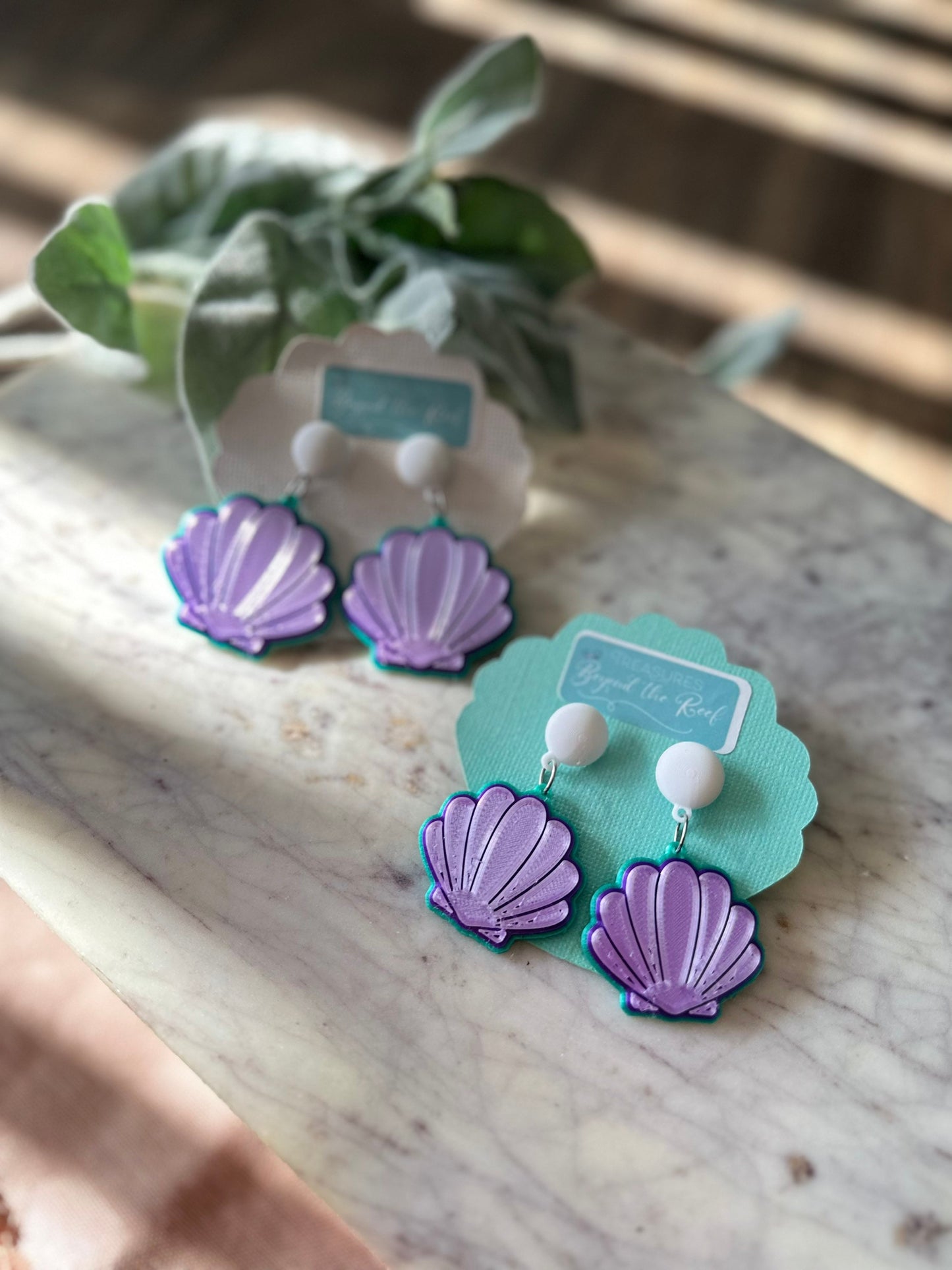 Mermaid Shell Earrings, Seashell Earrings, 3D Printed Sea Shell earrings, Ariel Inspired Earrings, 3D printed mermaid earrings