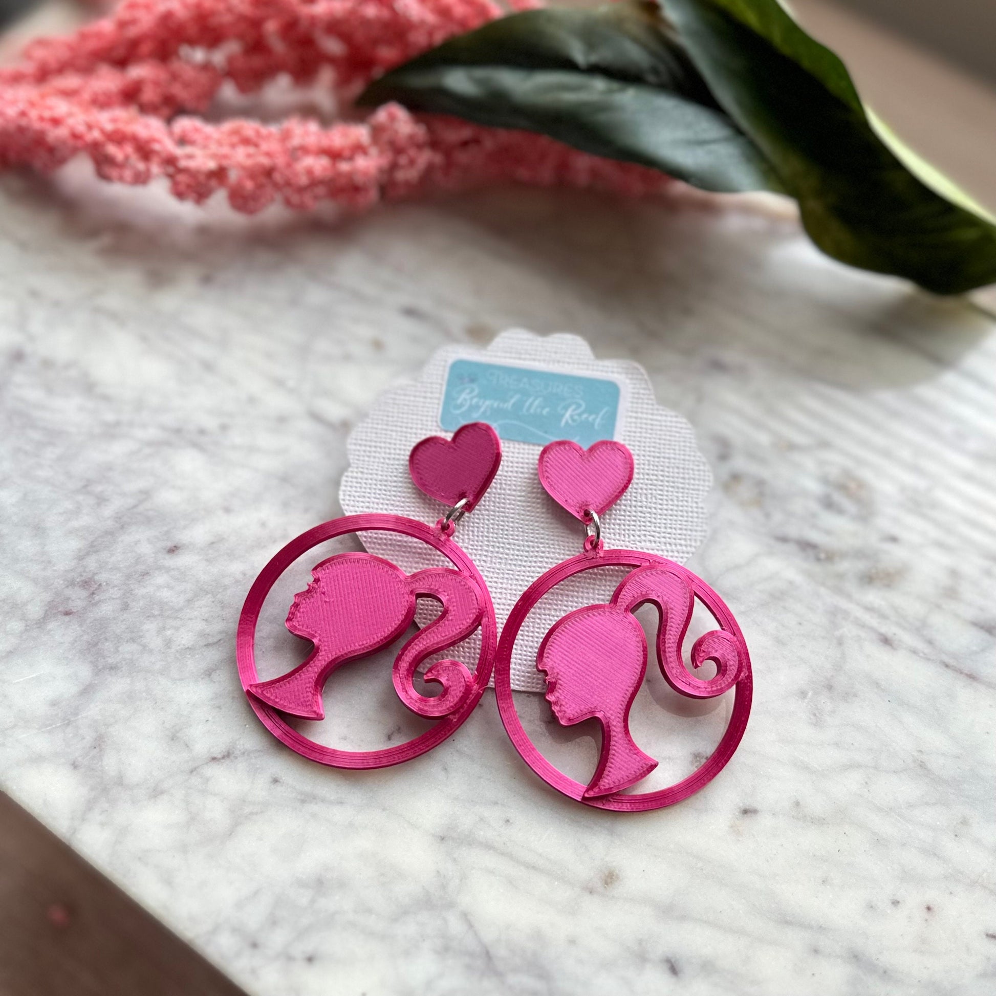 Doll inspired earrings - Hot Pink Doll earrings - Doll silhouette - Hot pink earrings - Pastel Pink earrings