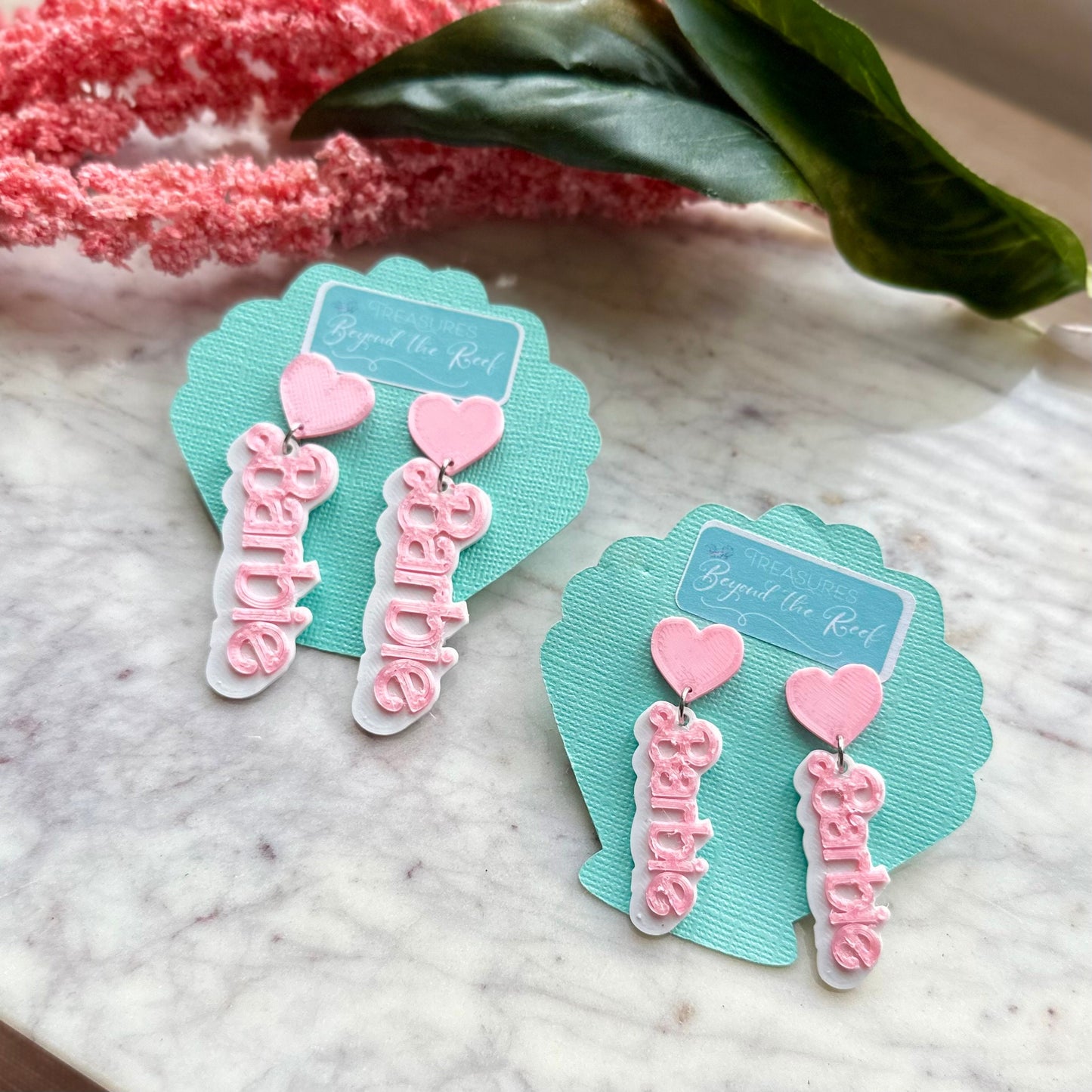 Doll inspired earrings - Hot Pink Doll earrings - Doll silhouette - Hot pink earrings - Pastel Pink earrings