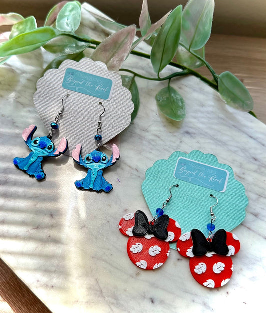 Lilo & Stitch Earrings - Minnie shaped earrings - Lilo Minnie earrings - 3D printed Lilo Stitch earrings - Stitch Earrings - Ohana - 626 day