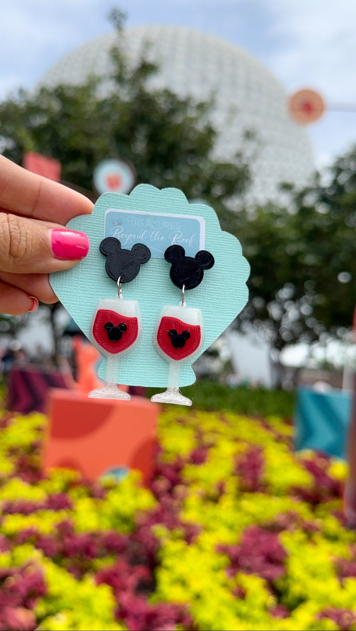 Food and Wine Festival earrings - Epcot Food and Wine Epcot Earrings 3D printed Epcot inspired earrings - Wine earrings Mickey Wine glass