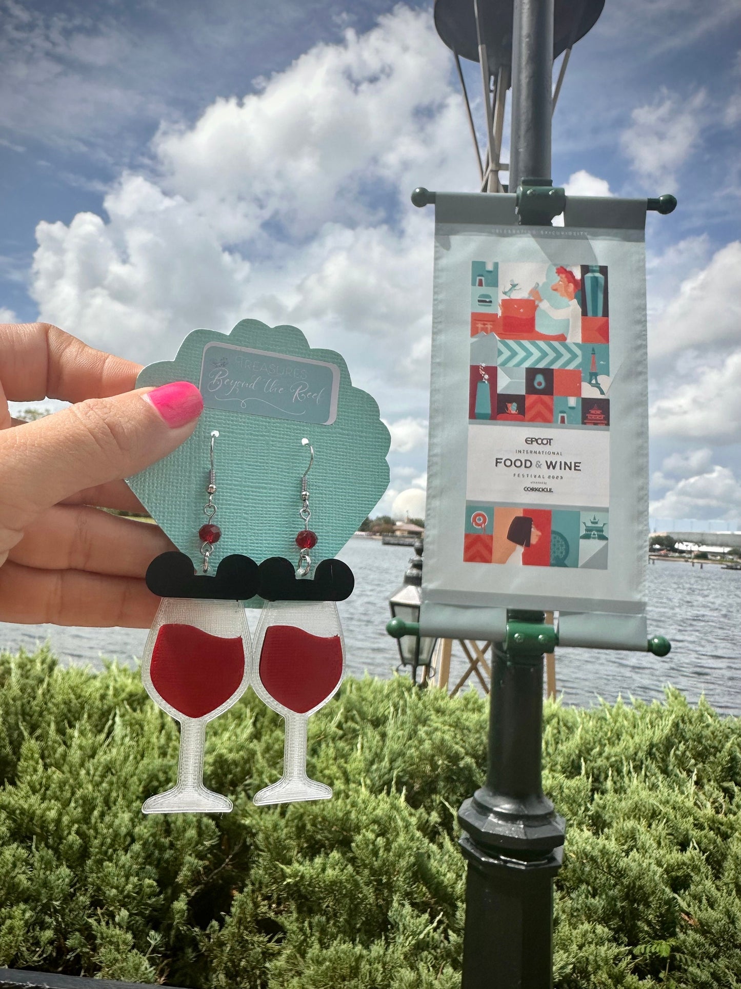 Food and Wine Festival earrings - Epcot Food and Wine Epcot Earrings 3D printed Epcot inspired earrings - Wine earrings Mickey Wine glass