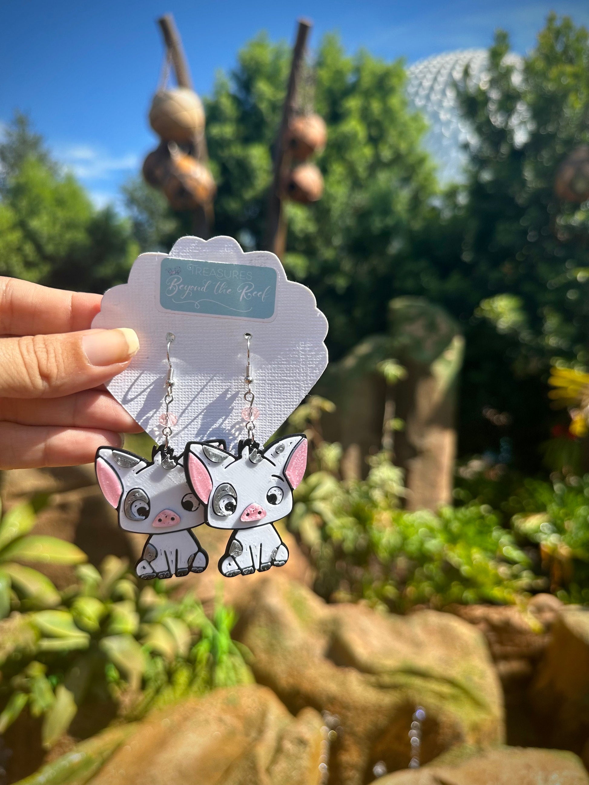 3D Printed Moana inspired earrings - Pua earrings - Hei Hei - Heart of Te Fiti earrings - Moana Water symbol - Journey of the water