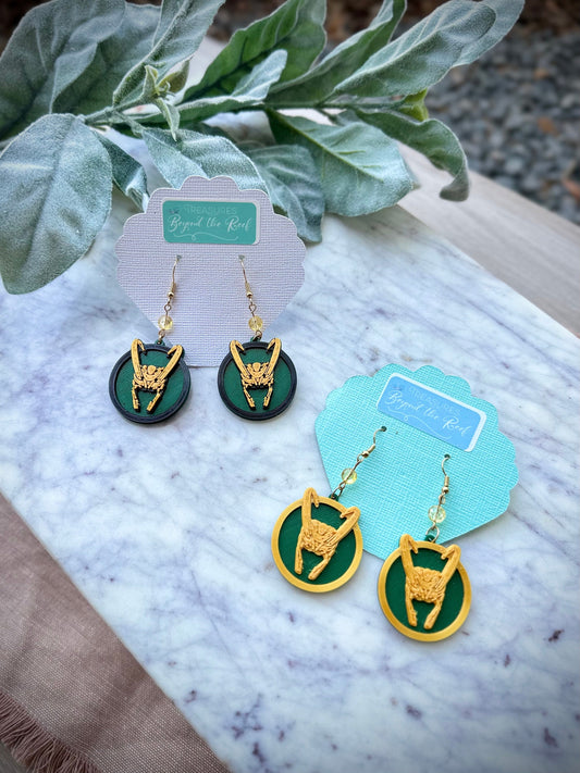 Loki Earrings - Loki 3D Printed earrings - Avengers Campus Earrings
