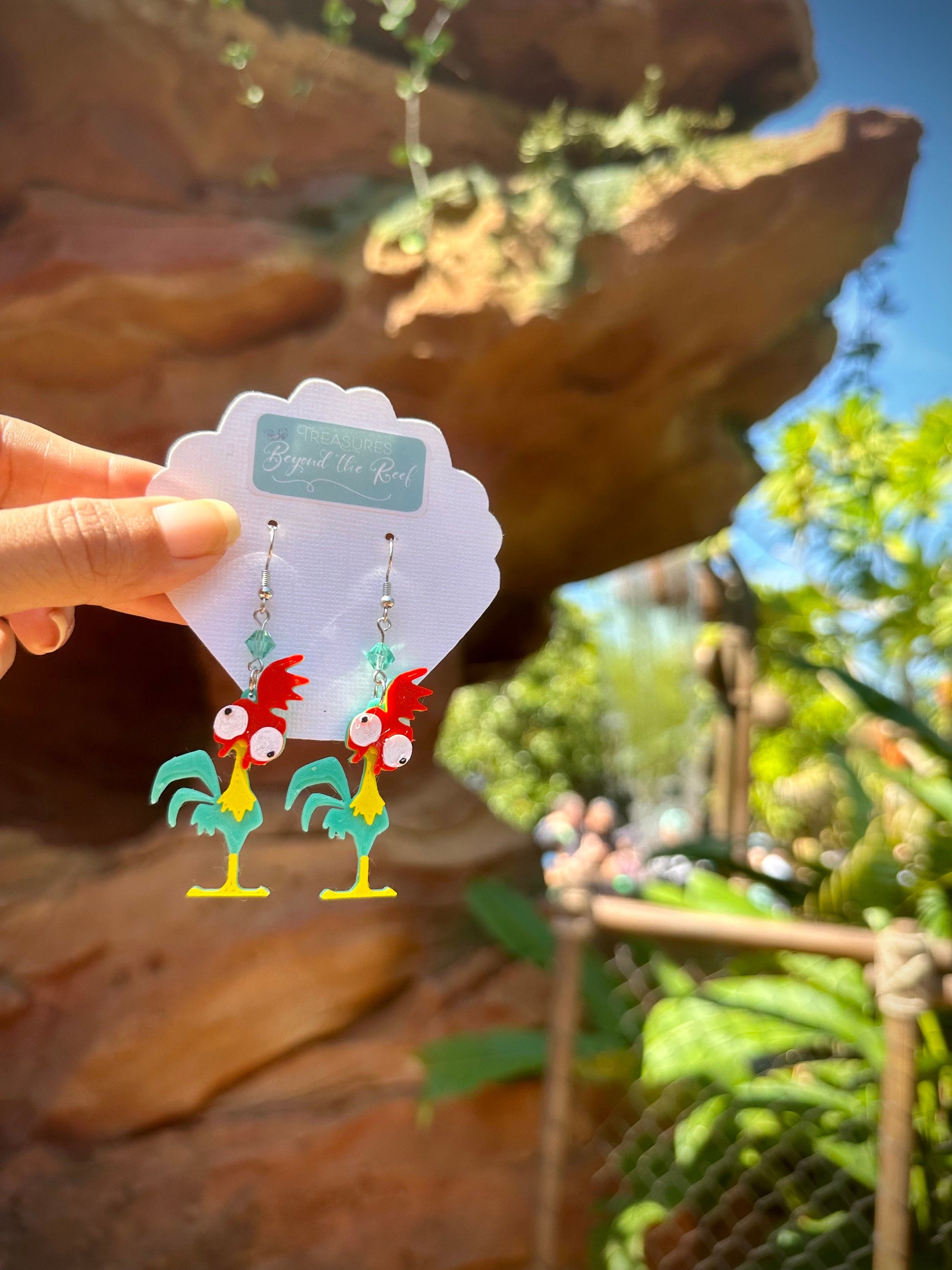 3D Printed Moana inspired earrings - Pua earrings - Hei Hei - Heart of Te Fiti earrings - Moana Water symbol - Journey of the water