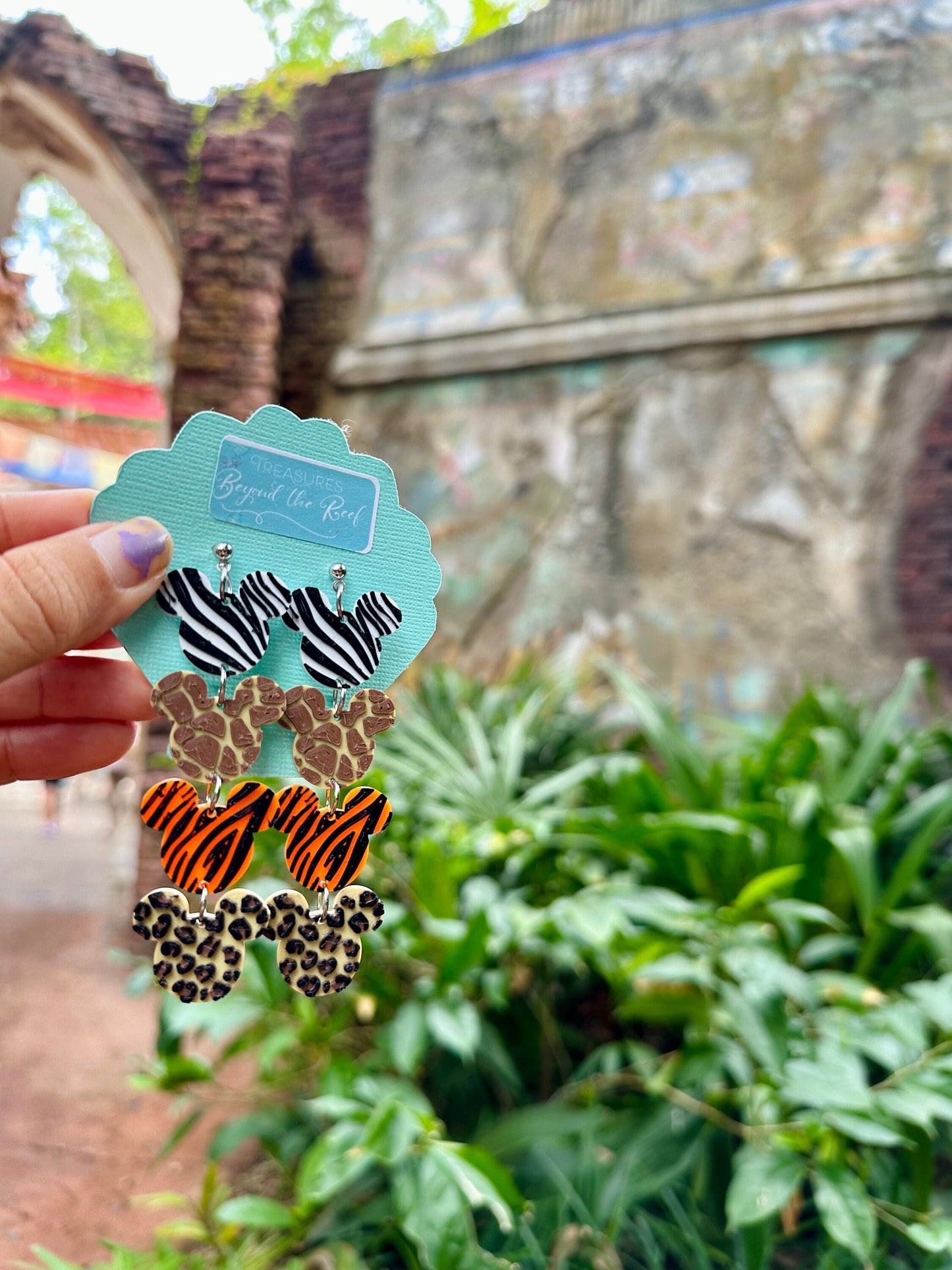 3D printed Animal print earrings - Animal kingdom earrings - Tiger, Zebra, Giraffe print - Mouse Animal print earrings - Leopard print