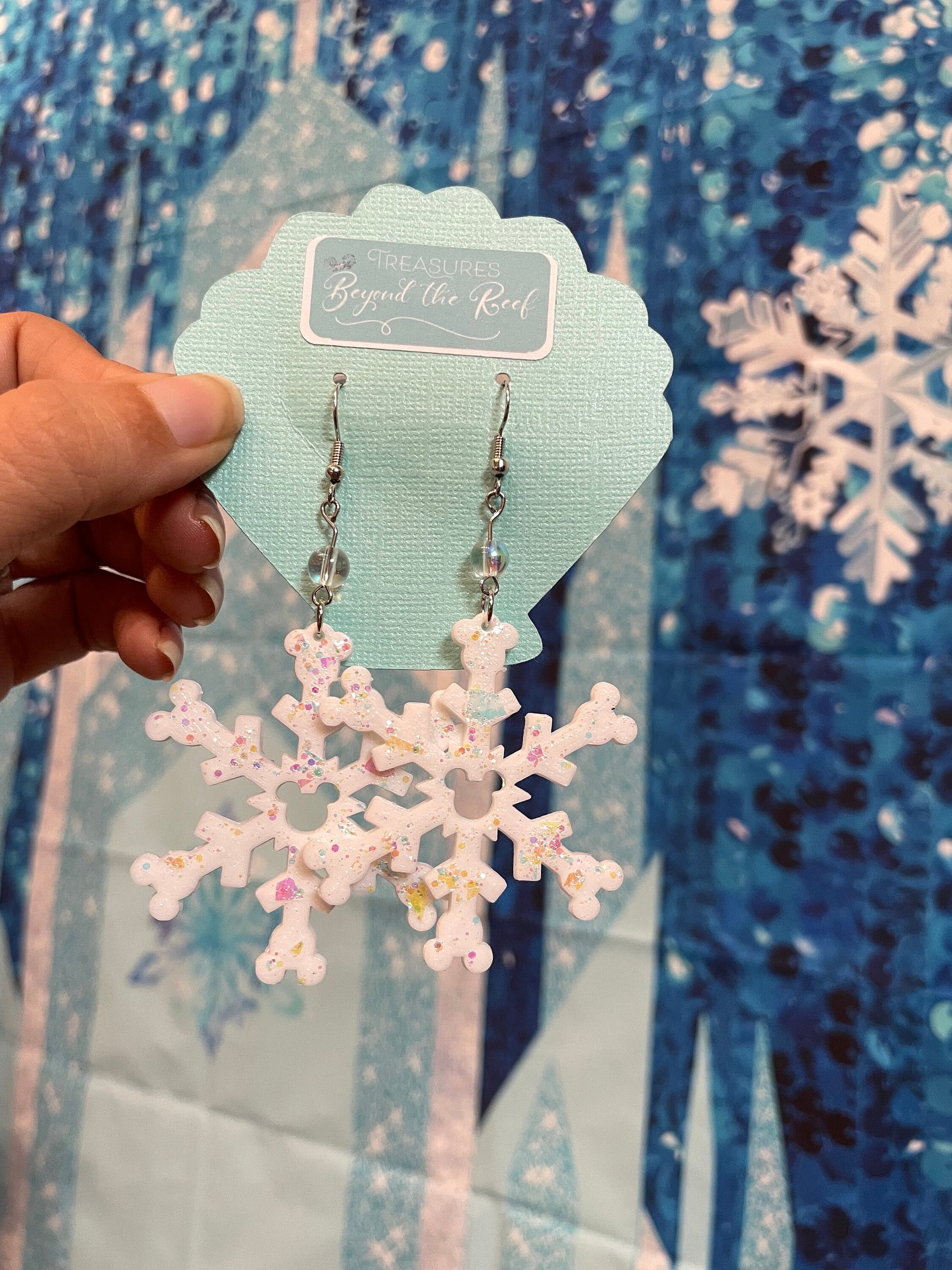 3D Printed Frozen Inspired Earrings - Anna of Arendelle earrings - Elsa Snowflake - Mickey Snowflake earrings - Winter Earrings