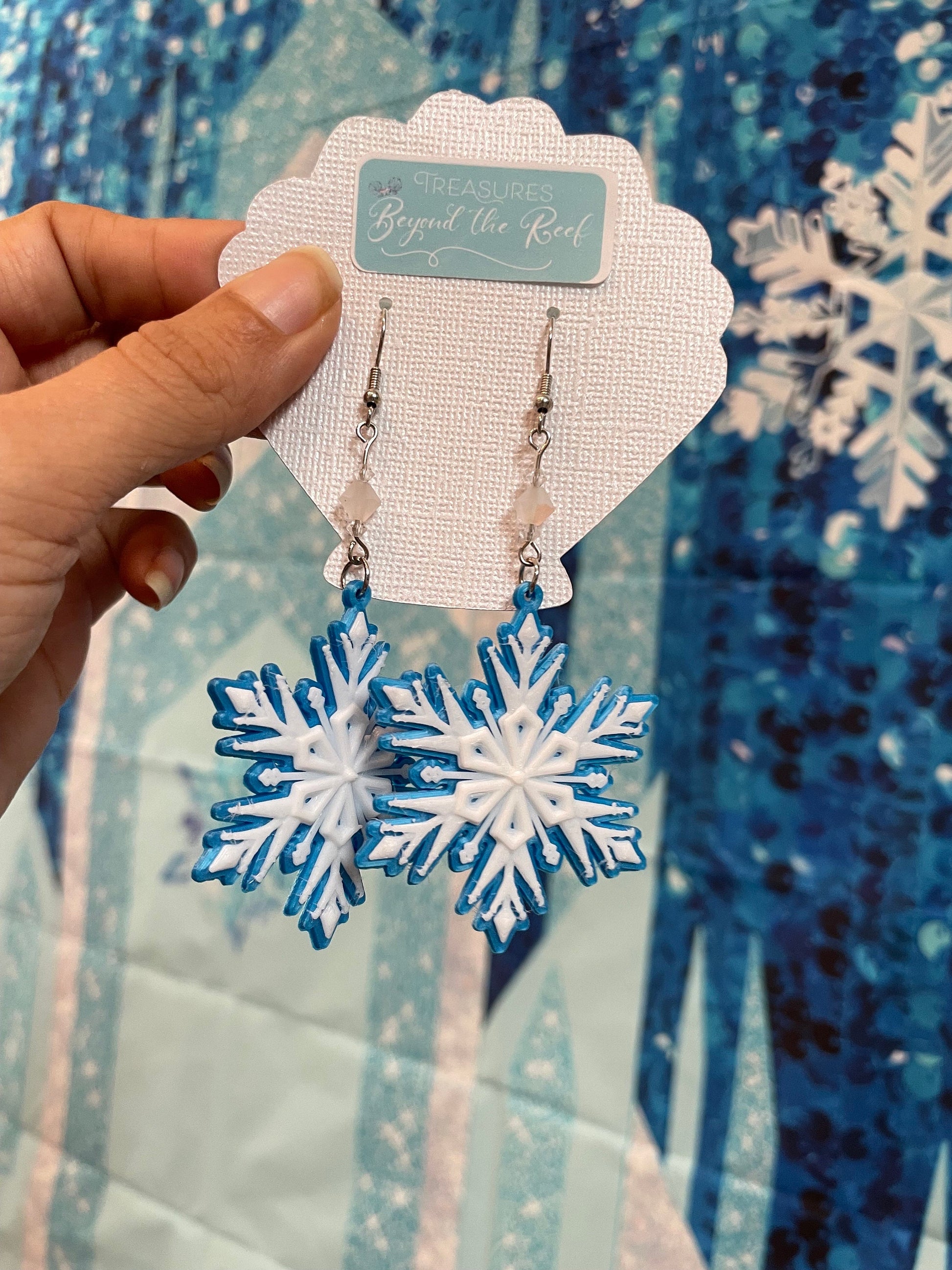 3D Printed Frozen Inspired Earrings - Anna of Arendelle earrings - Elsa Snowflake - Mickey Snowflake earrings - Winter Earrings