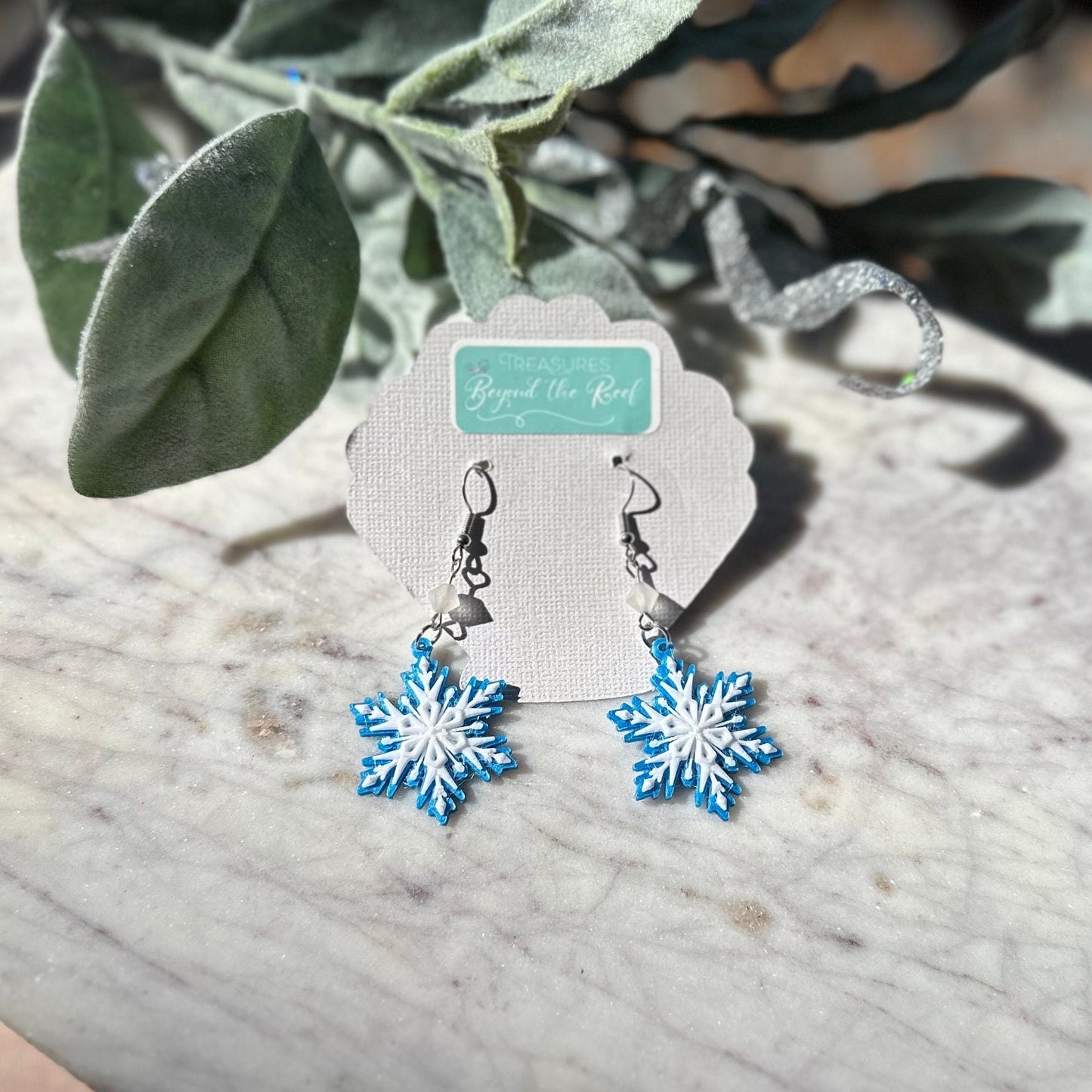 3D Printed Frozen Inspired Earrings - Anna of Arendelle earrings - Elsa Snowflake - Mickey Snowflake earrings - Winter Earrings