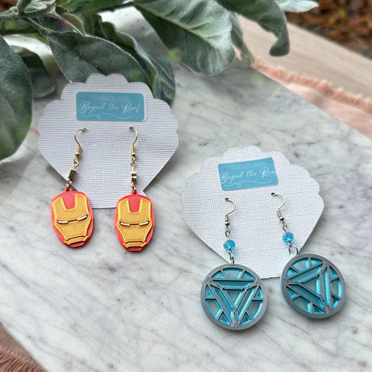 Iron Man Arc Reactor earrings - Avengers Campus Earrings - 3D printed Iron Man earrings