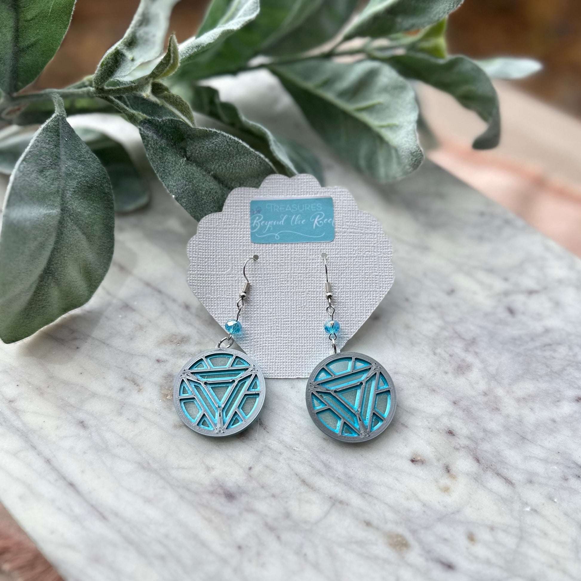 Iron Man Arc Reactor earrings - Avengers Campus Earrings - 3D printed Iron Man earrings