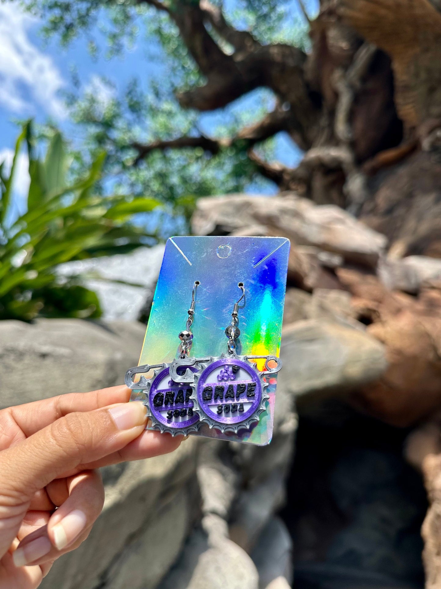 3D Printed Up Earrings - Wilderness Explorer Badge - Grape Soda pin earrings - Carl & Ellie earrings - Pixar fest