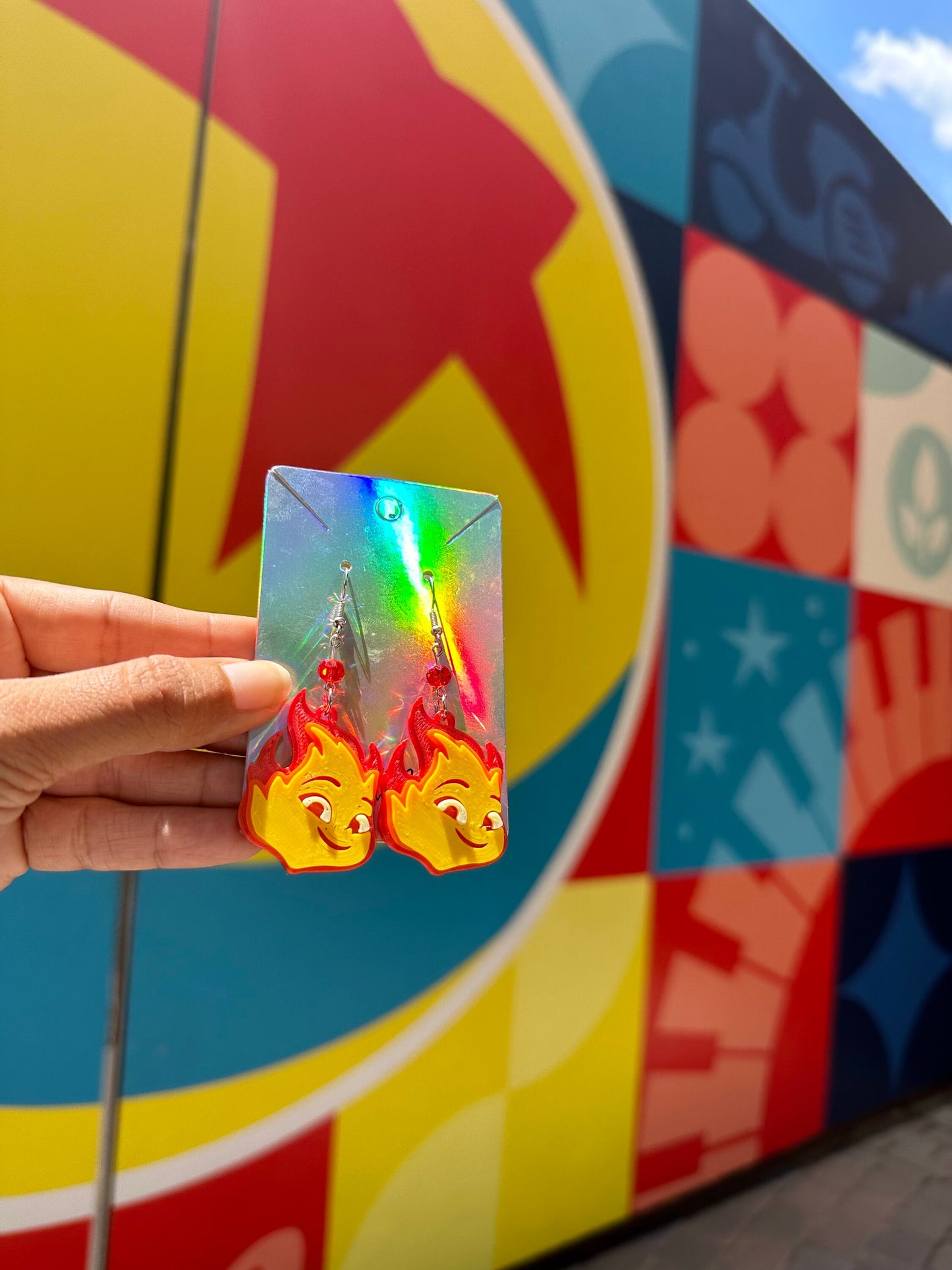 3D Elemental Inspired Earrings - Wade & Ember Earrings - Pixar Fest - Elemental earrings - Fire girl - Water Boy - Wade Ripple Ember Lumen