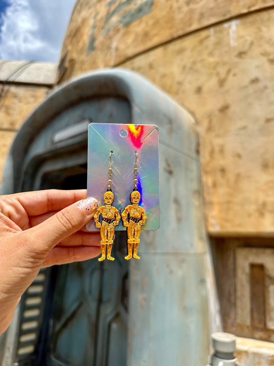 C-3PO 3D Printed Earrings - Star Wars Droid Earring - C3PO Earrings - May the Force - Galaxy’s Edge earrings