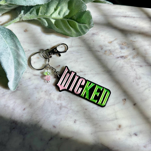 3D Wicked Inspired Earrings - Elphaba & Glinda Earrings - Wizard of Oz Wicked the Musical - Pink and green - monkey butterfly