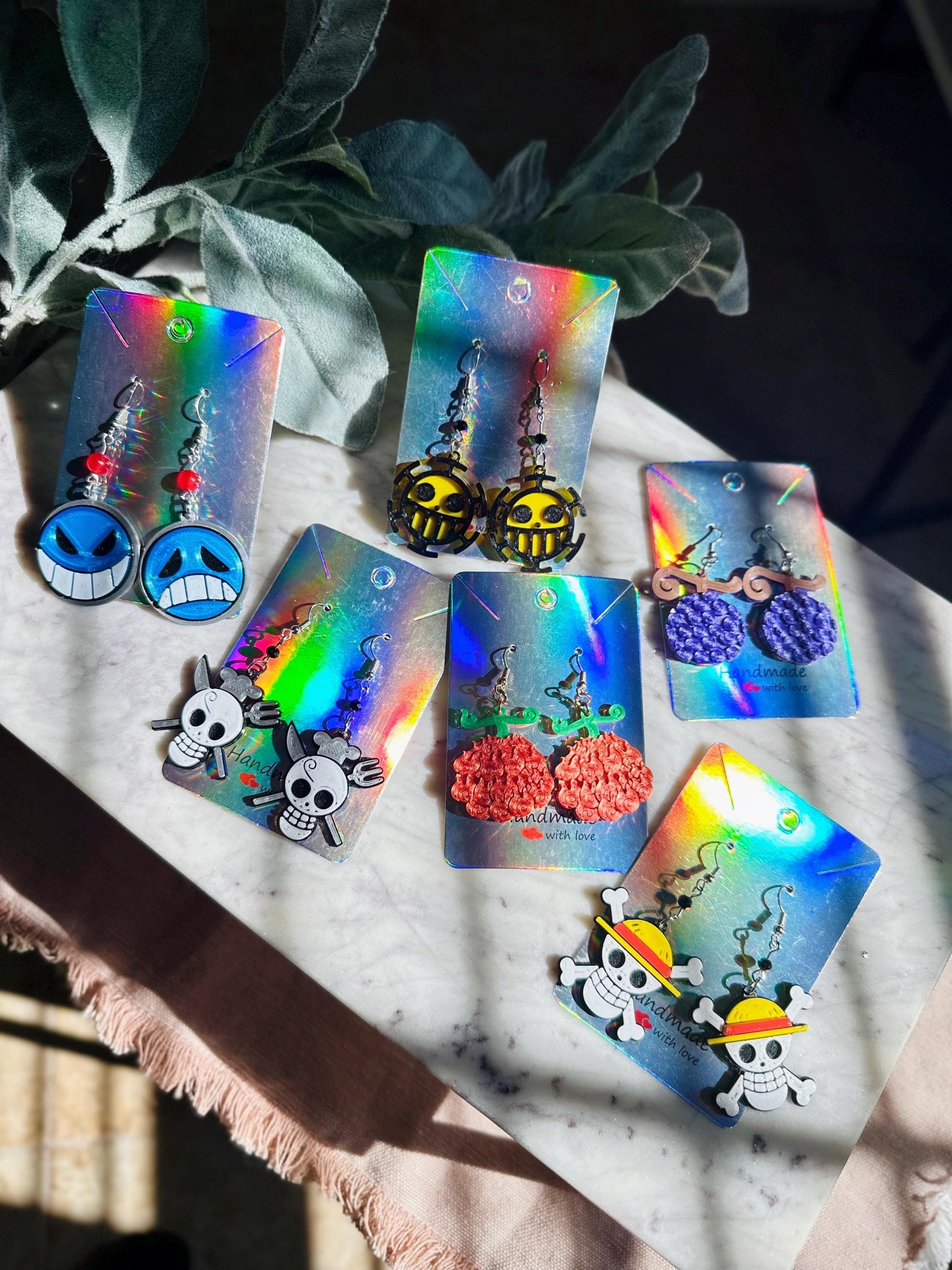 Anime Earrings, Pirate Earrings - Jolly Roger, Straw Hat Pirates, One Piece earrings - Devil Fruits, Sanji, Ace Heart Pirates Luffy Fan Fest