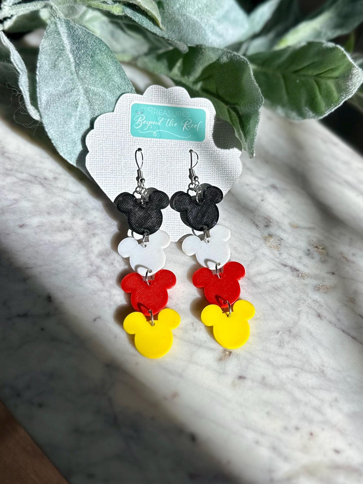 3D printed Mouse Shaped earrings - 4-Tier Mouse earrings - Mickey earrings Donald Duck earrings - Disney earrings