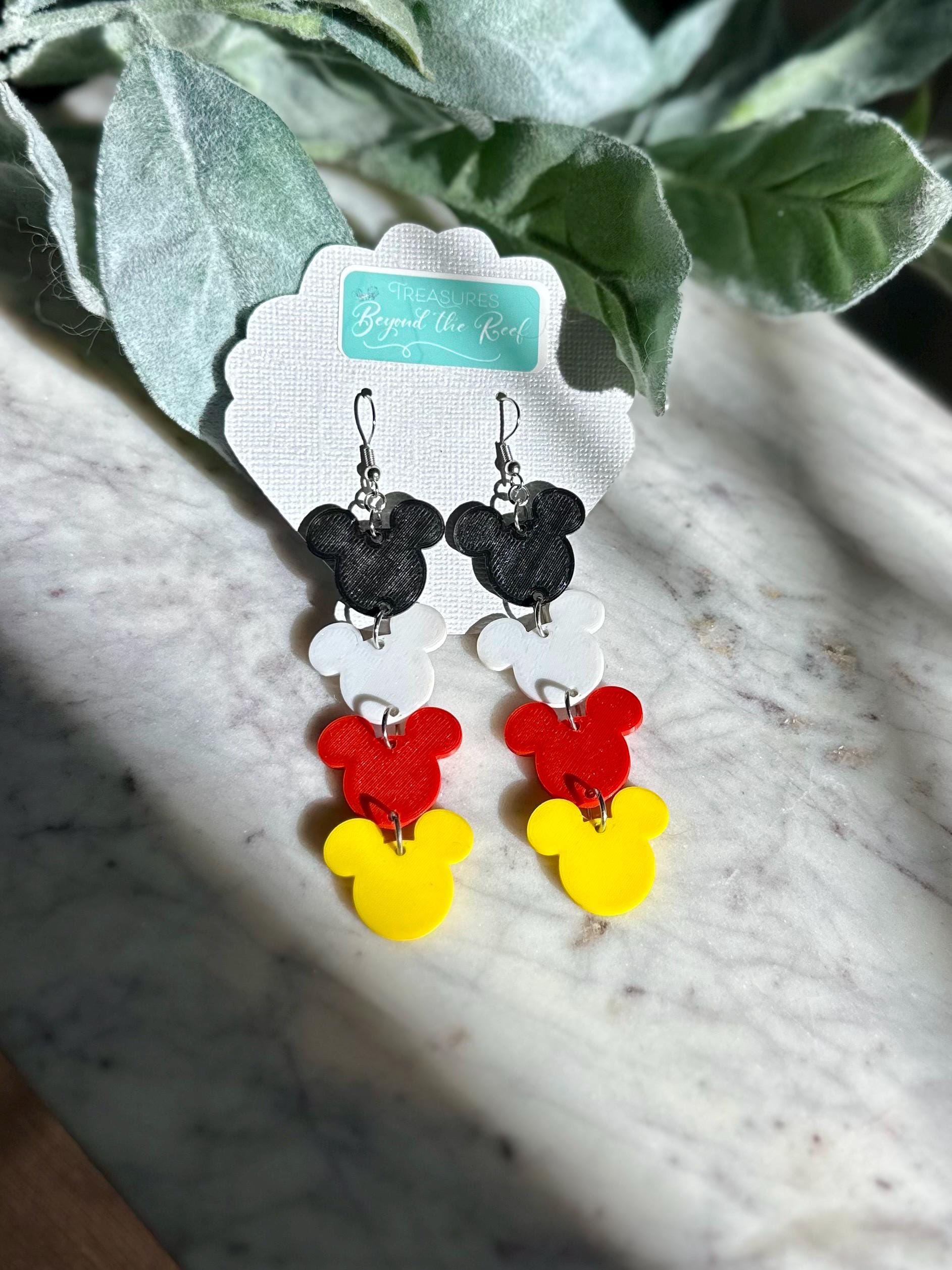3D printed Mouse Shaped earrings - 4-Tier Mouse earrings - Mickey earrings Donald Duck earrings - Disney earrings