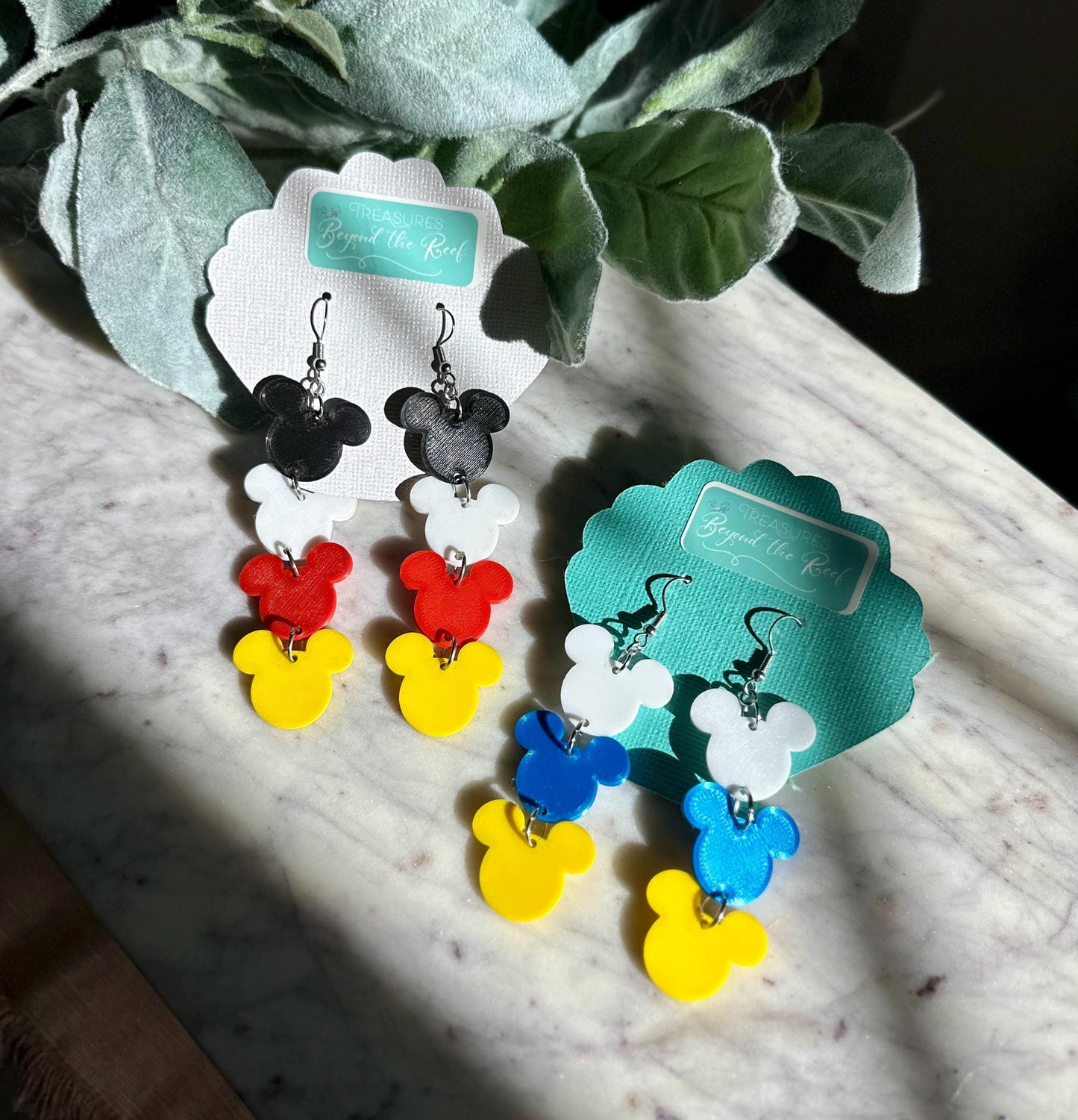 3D printed Mouse Shaped earrings - 4-Tier Mouse earrings - Mickey earrings Donald Duck earrings - Disney earrings