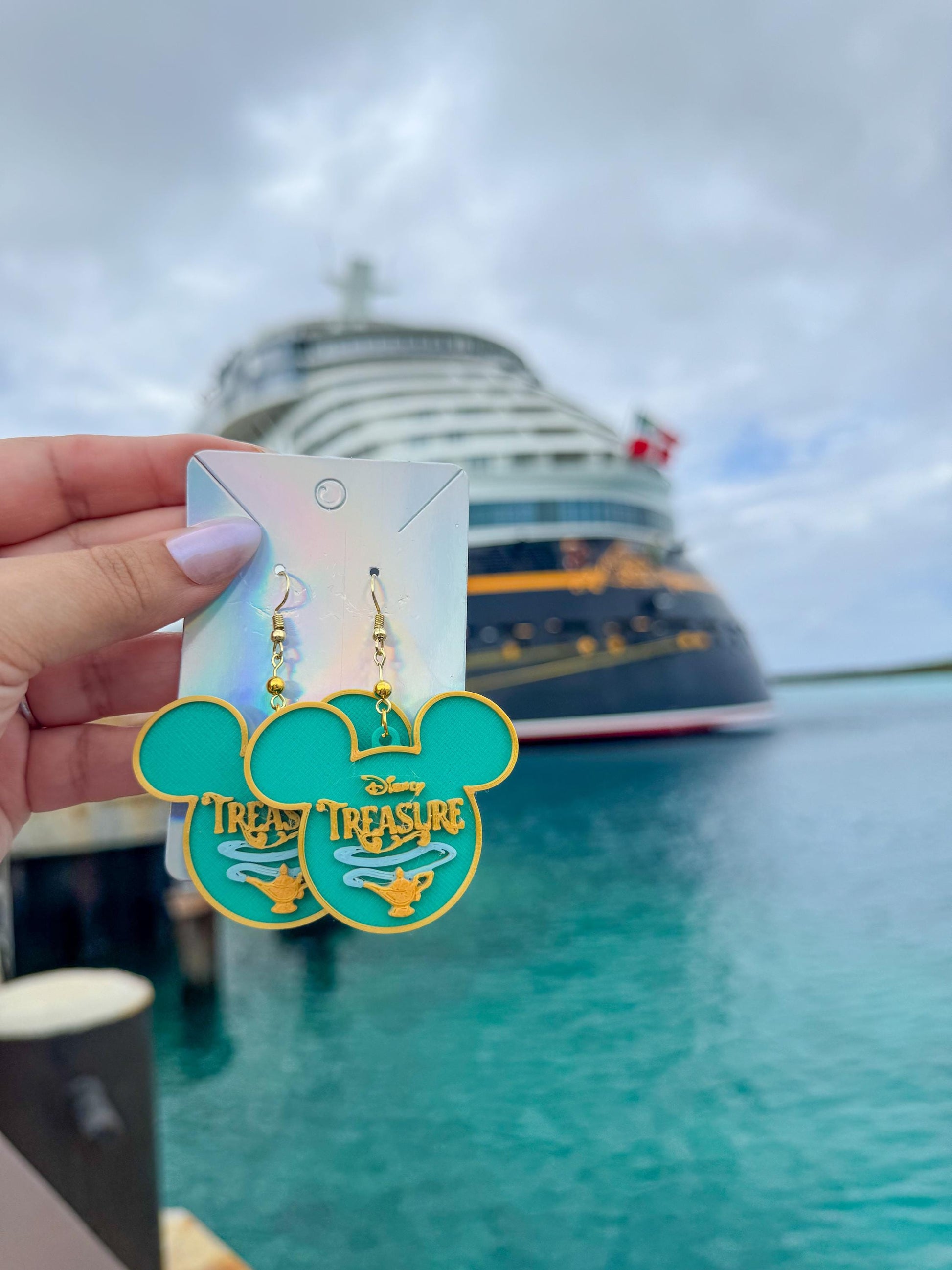 Disney Treasure Cruise - Disney Cruise Earrings - Genie Lamp earrings - Aladdin - Mickey Anchor earrings - Cruise Mouse earrings - Lamp