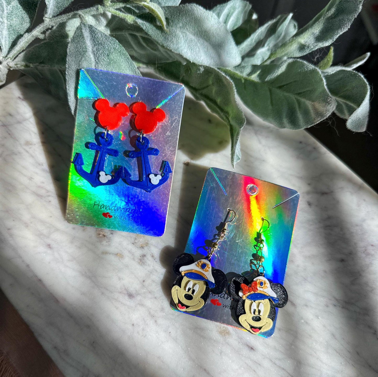 Captain Mickey & Minnie earrings - Disney Cruise Earrings - Disney Mickey Anchor earrings - Cruise Mouse earrings - Wish Treasure cruise