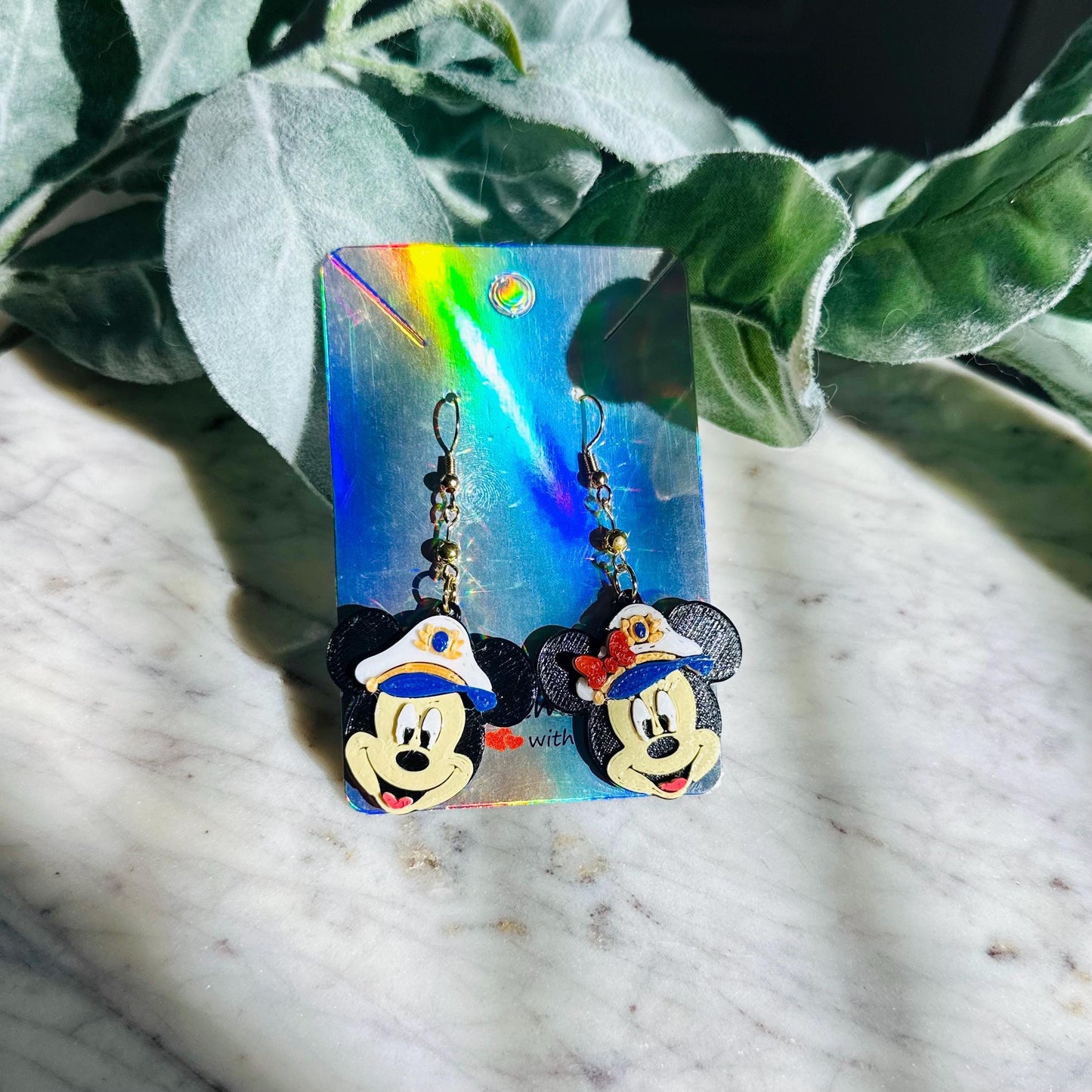 Captain Mickey & Minnie earrings - Disney Cruise Earrings - Disney Mickey Anchor earrings - Cruise Mouse earrings - Wish Treasure cruise