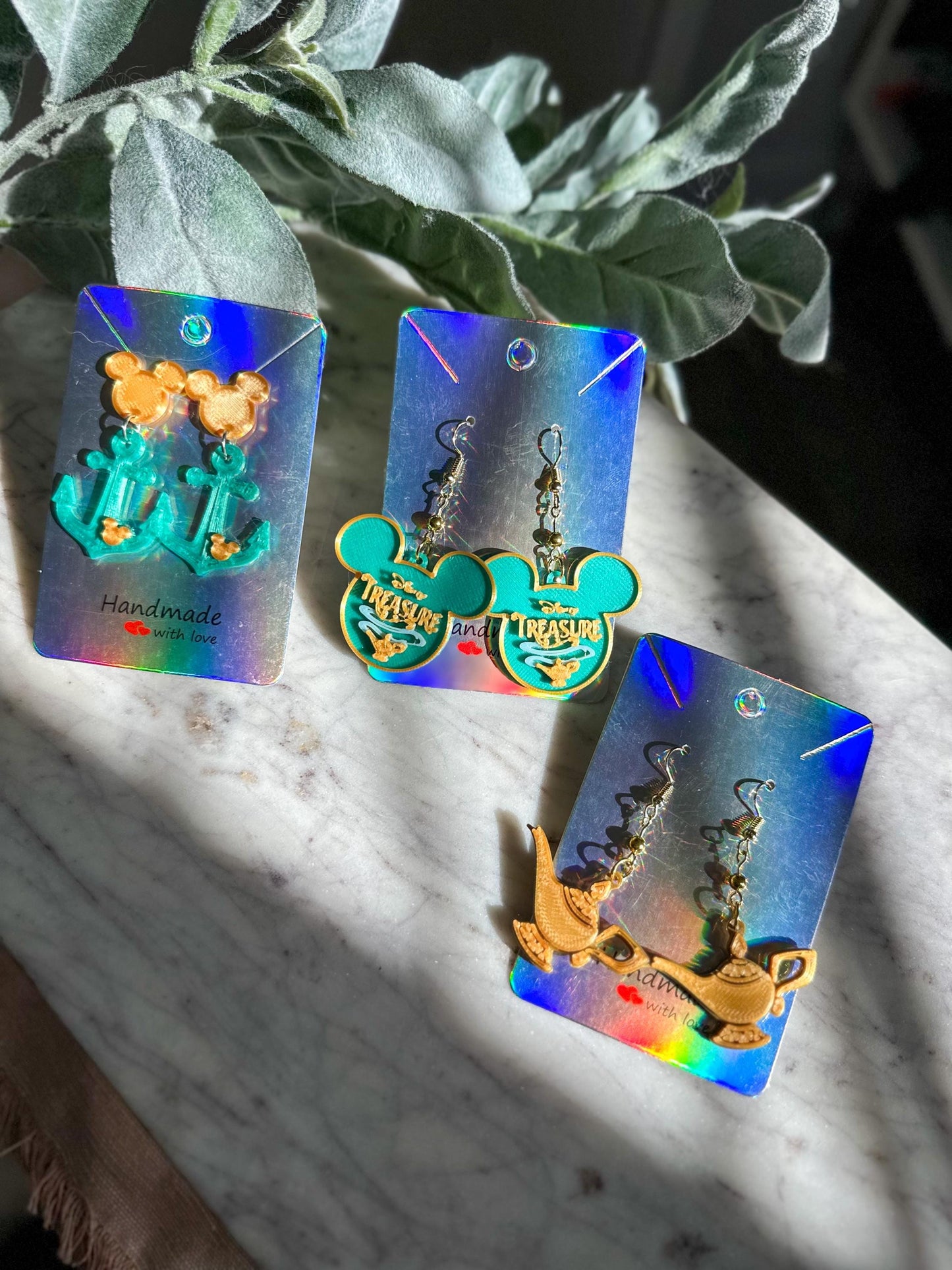Disney Treasure Cruise - Disney Cruise Earrings - Genie Lamp earrings - Aladdin - Mickey Anchor earrings - Cruise Mouse earrings - Lamp