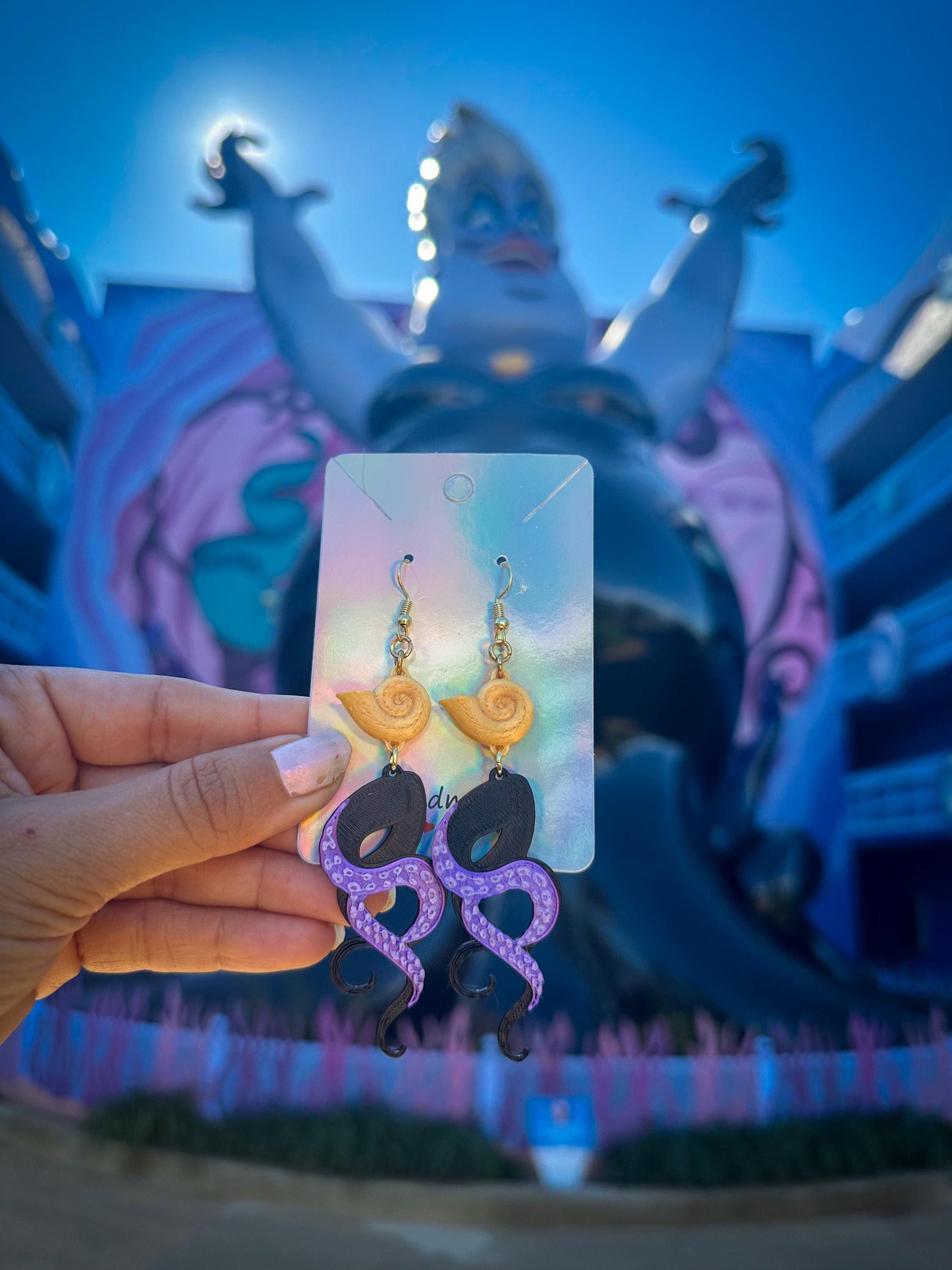 Mermaid Earrings, Seashell Earrings, 3D Printed Mermaid earrings, Ariel Inspired Earrings, Ursula inspired earrings - Tentacle earrings